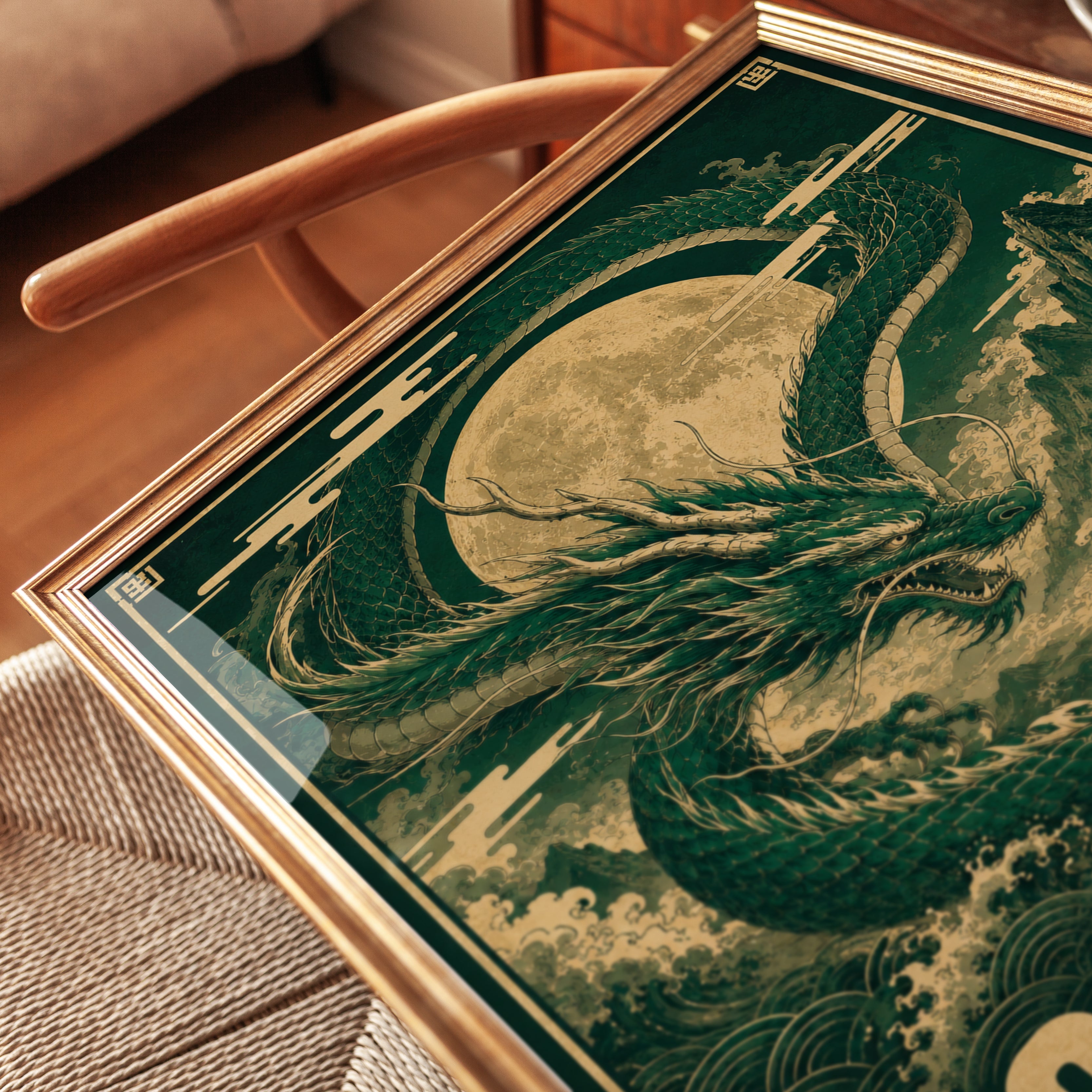 Asian Mythology Dragon Print - detail