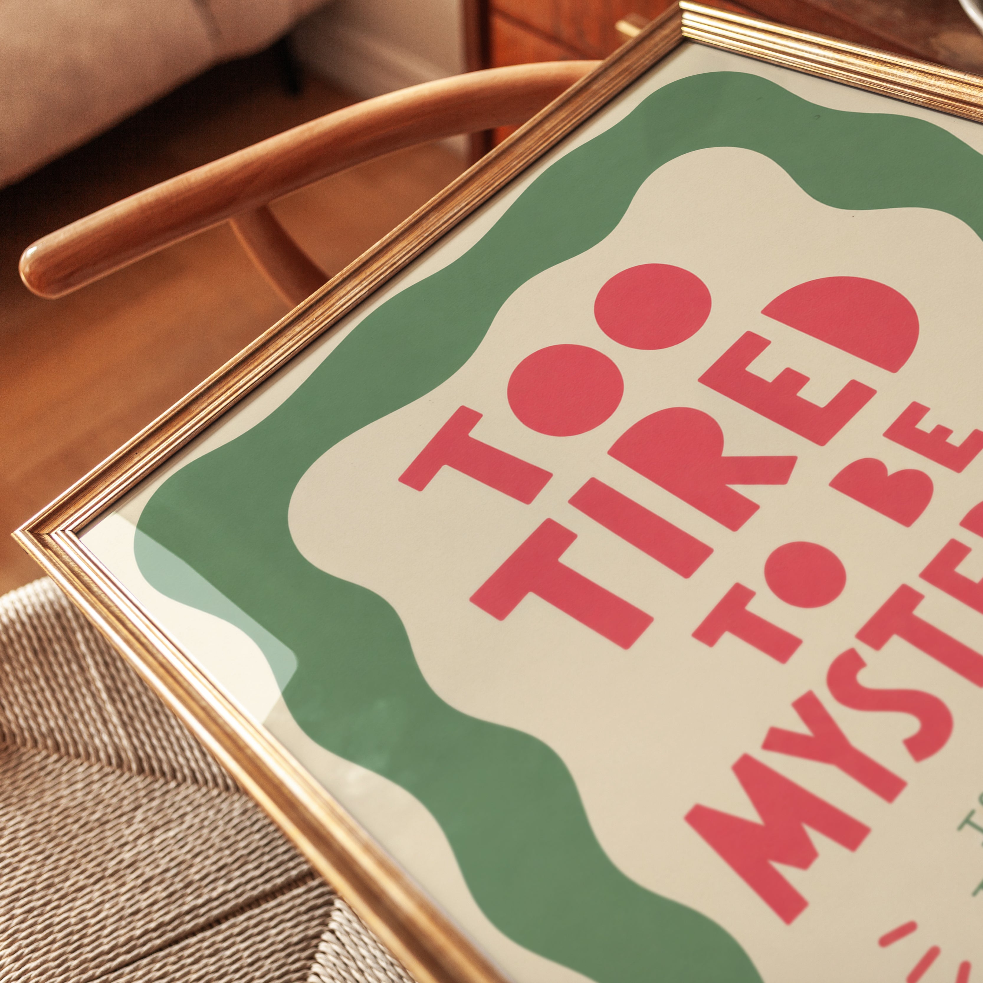 Relatable Quote Print: Retro Style Typography (Coral Pink & Sage) - detail