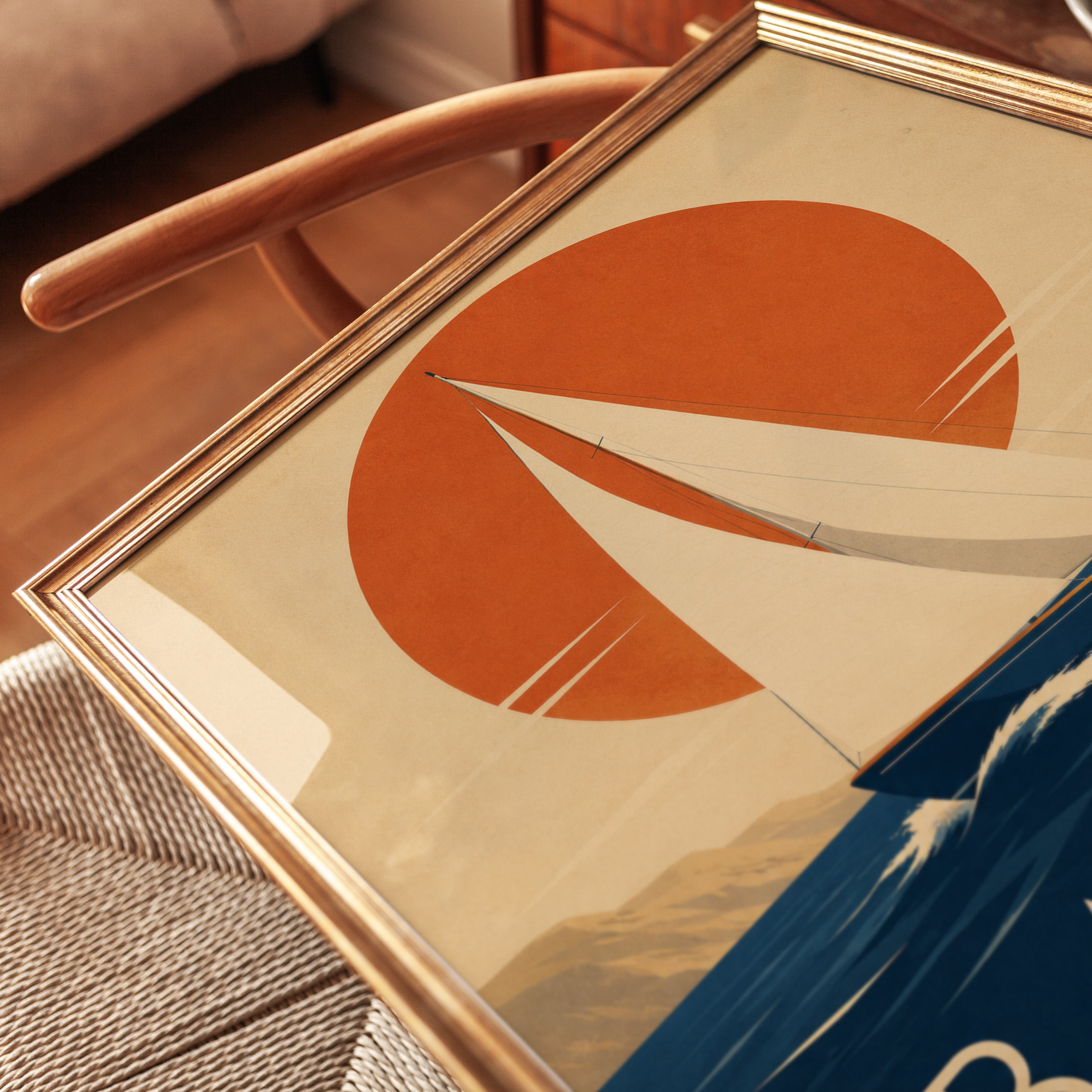 Vintage Sailboat Poster – Nautical Travel Print - detail