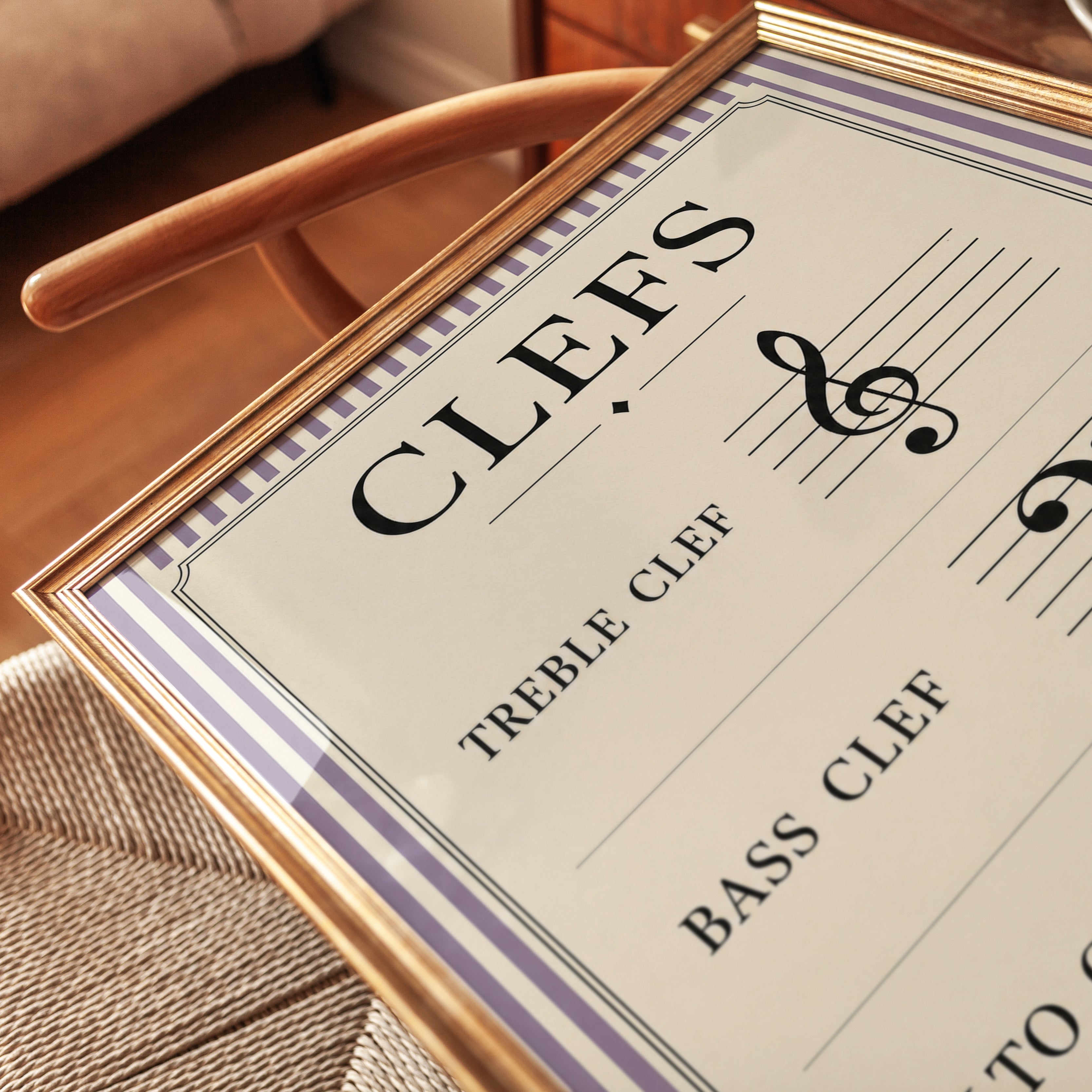 Music Theory Poster – Treble Bass Alto Clef Print - detail