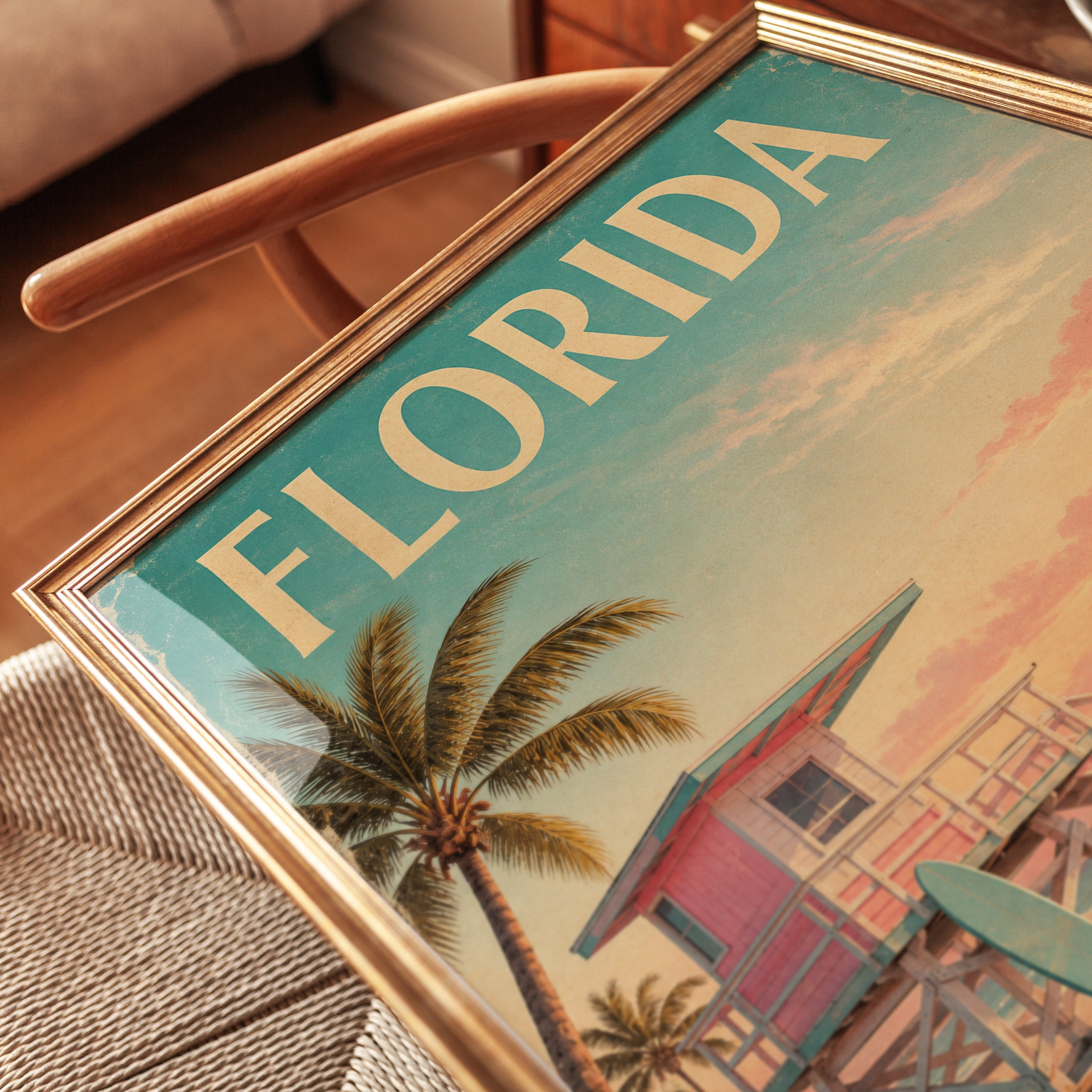 Florida Travel Poster – Vintage Beach Print - detail