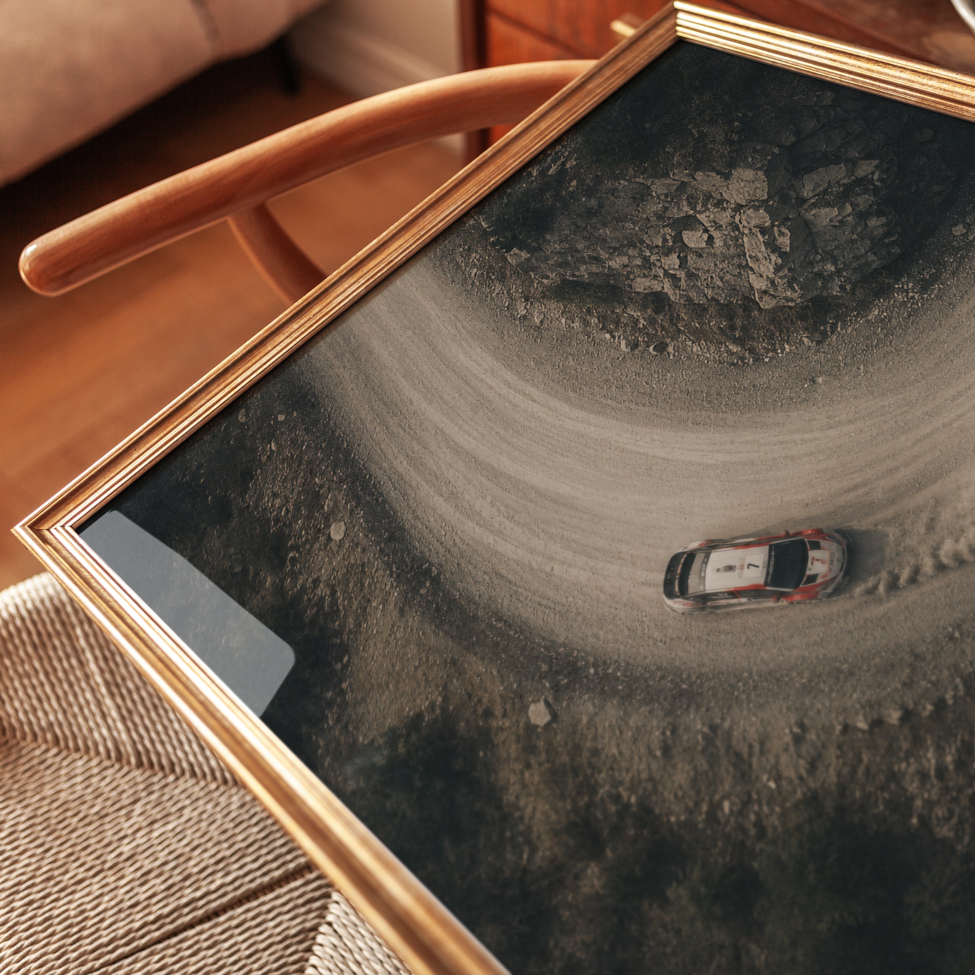 Aerial Car Wall Art – Rally Racing Print - detail