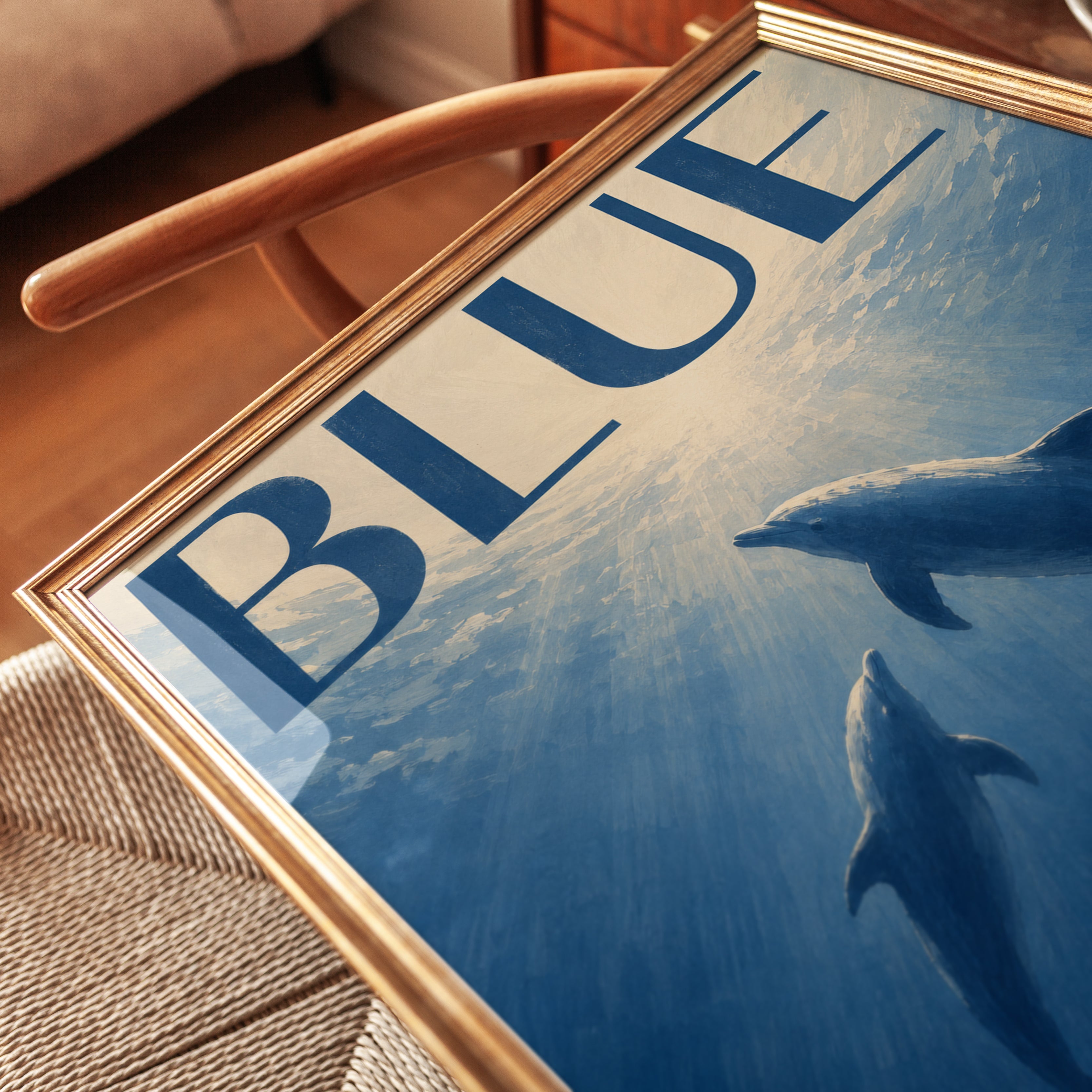Ocean Wall Art – Dolphin Print - detail