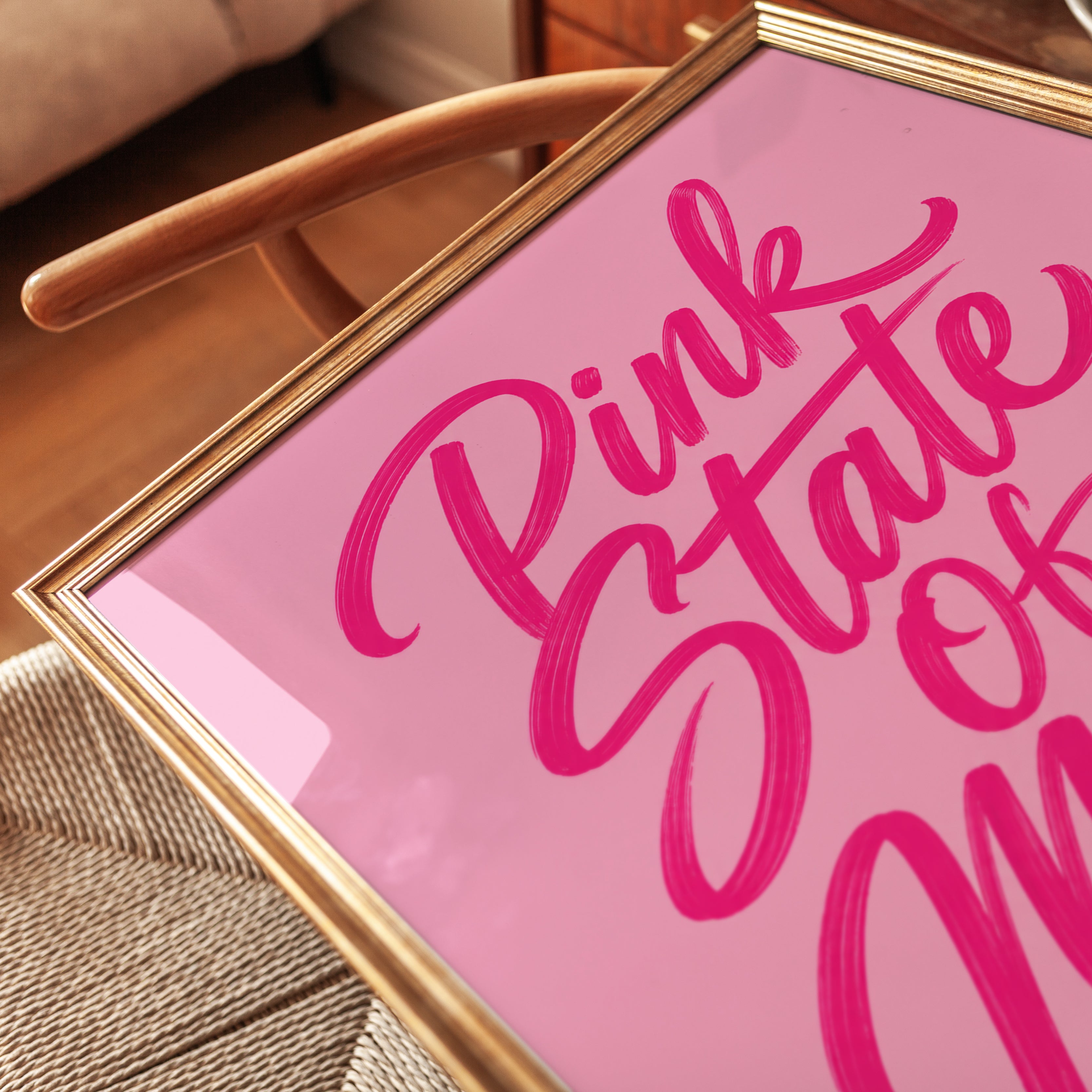 Pink Typography Print – State of Mind Wall Art - detail