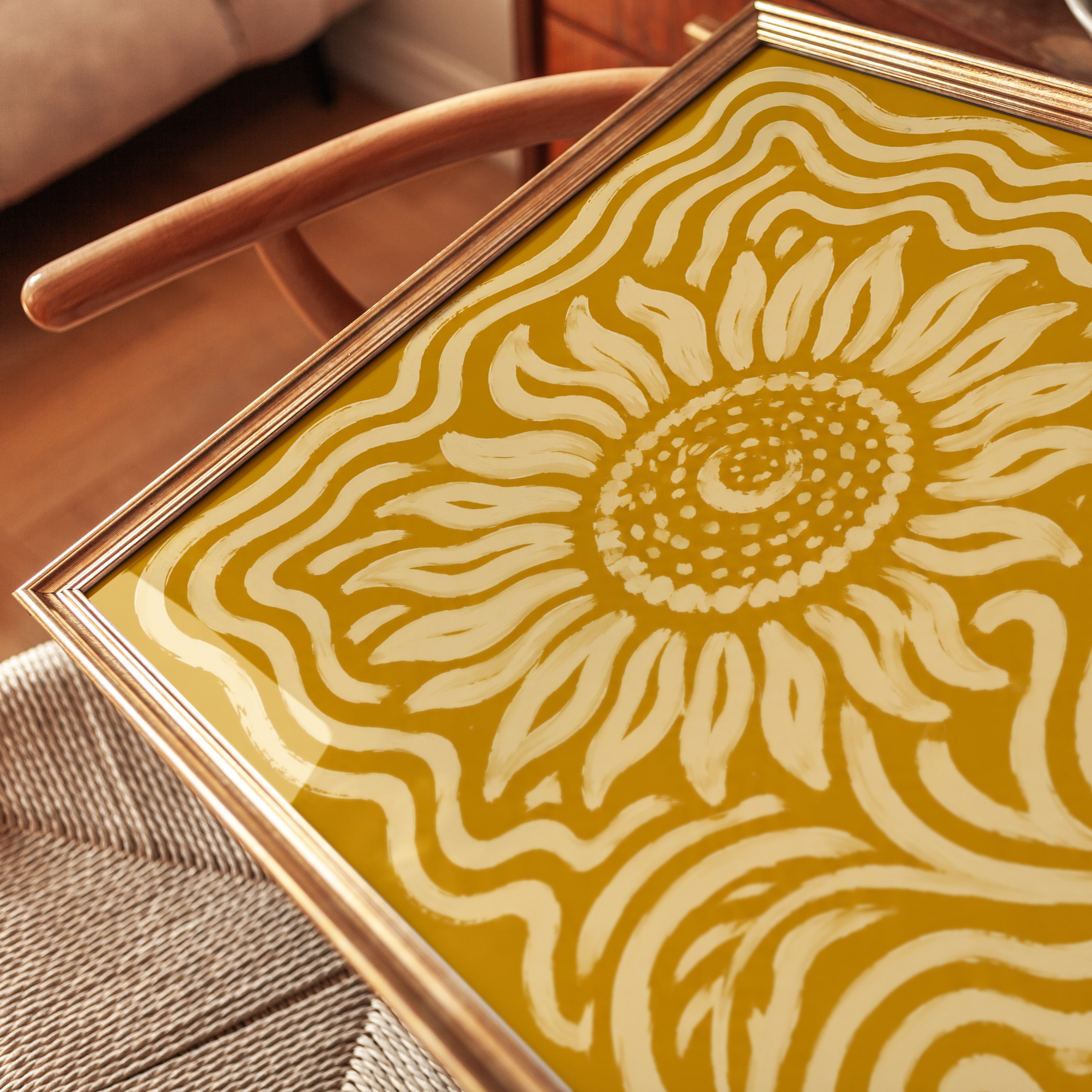 Sunflower Wall Art – Retro Floral Print - detail