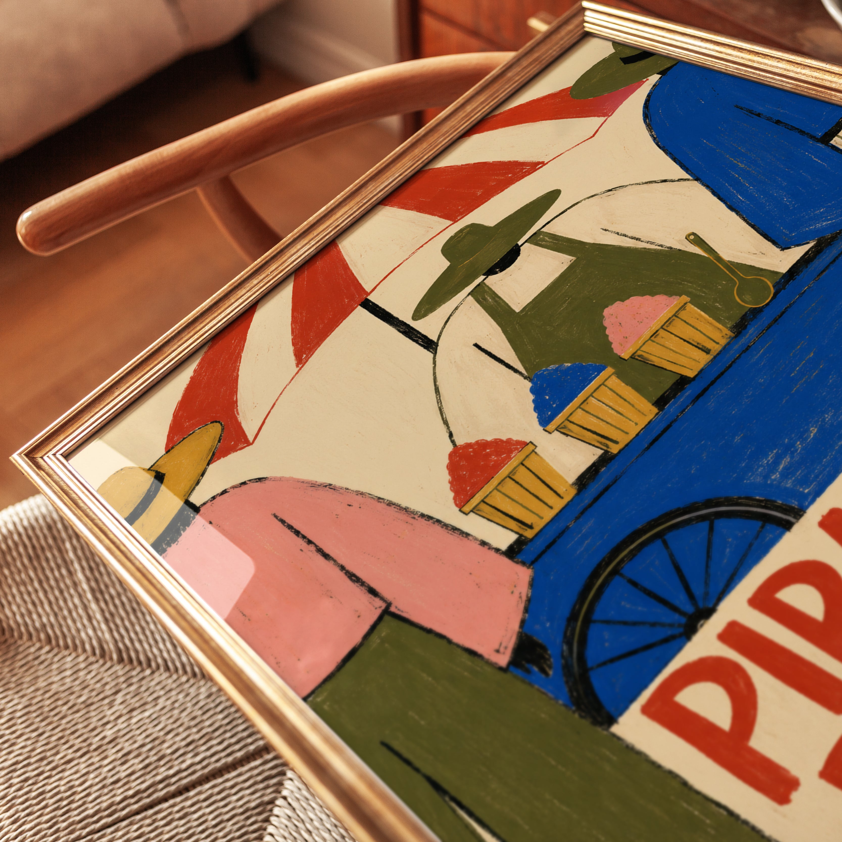 Ice Cream Cart Print – Vintage Street Food Poster - detail