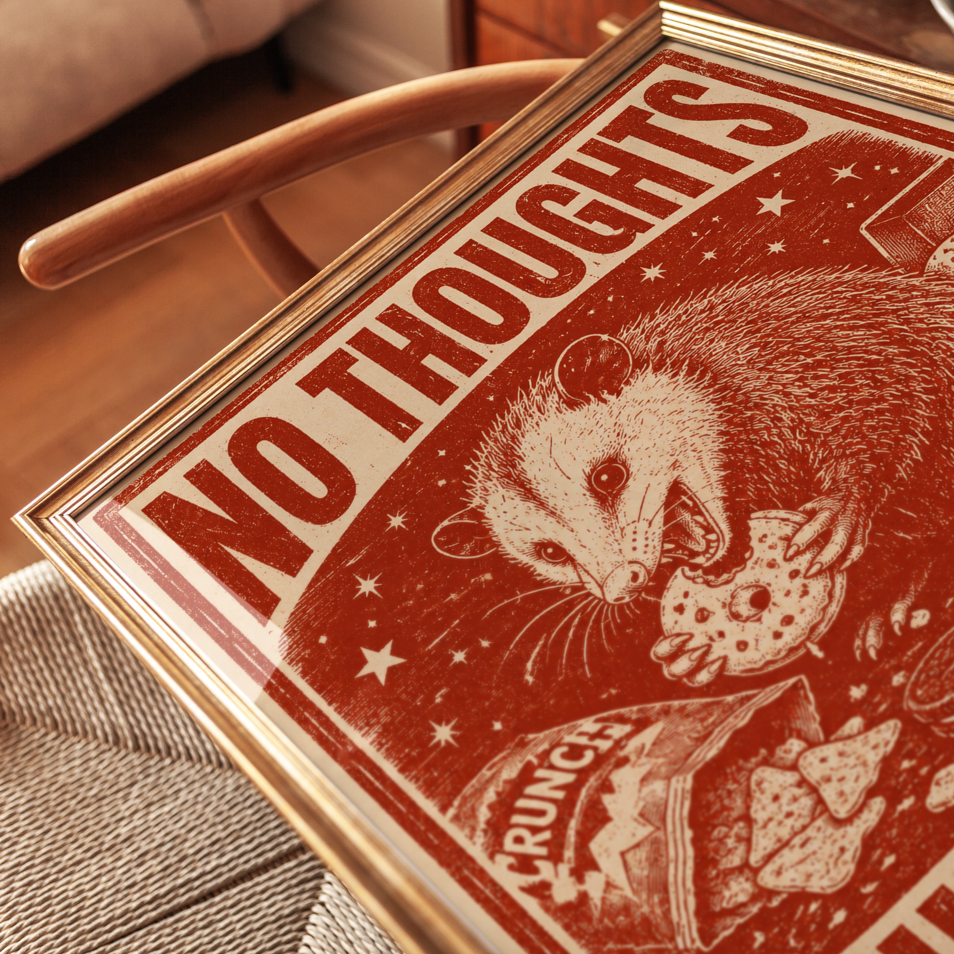 Opossum Wall Art Print: Retro Kitchen Humor - detail