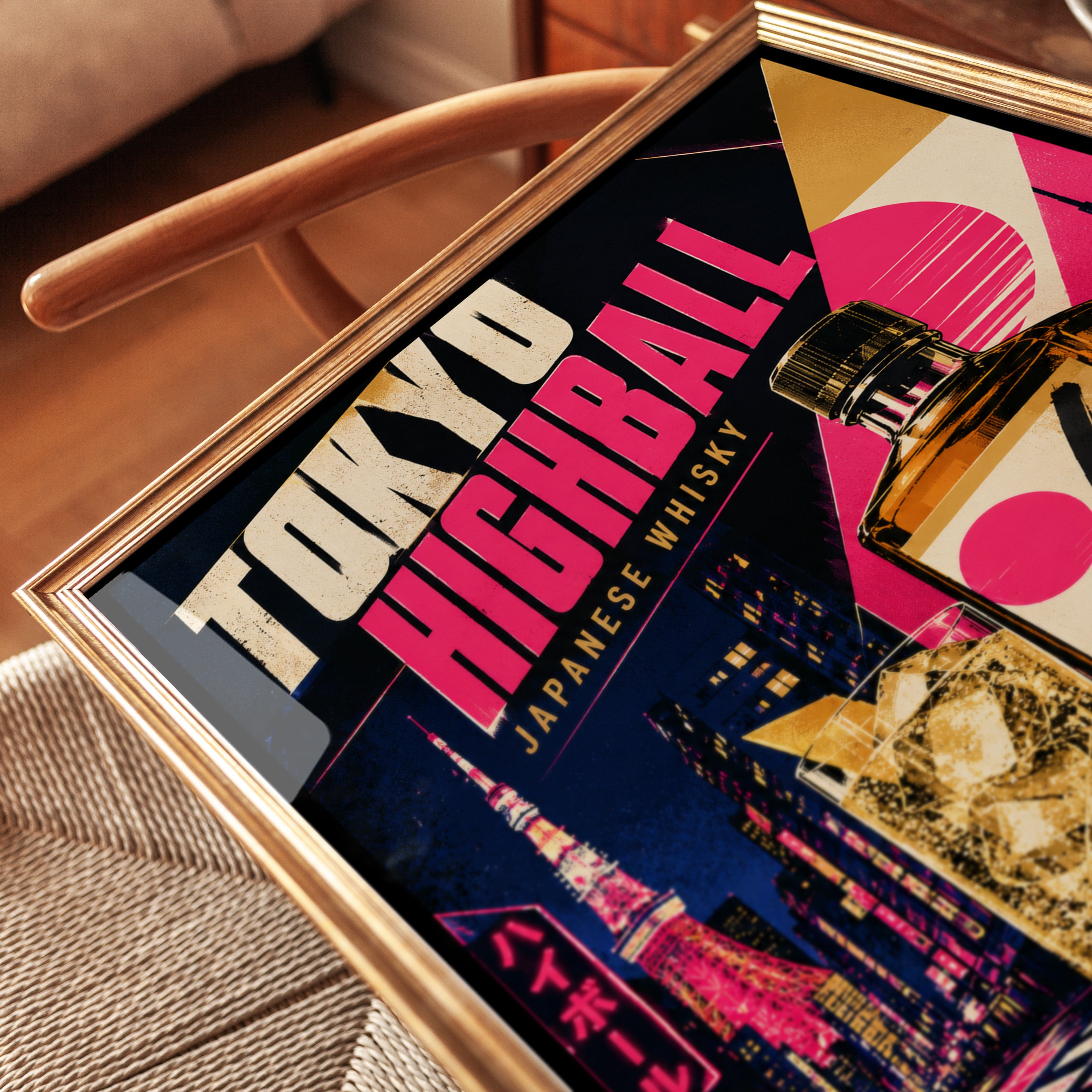 Japanese Whisky Poster: Retro Tokyo Highball - detail
