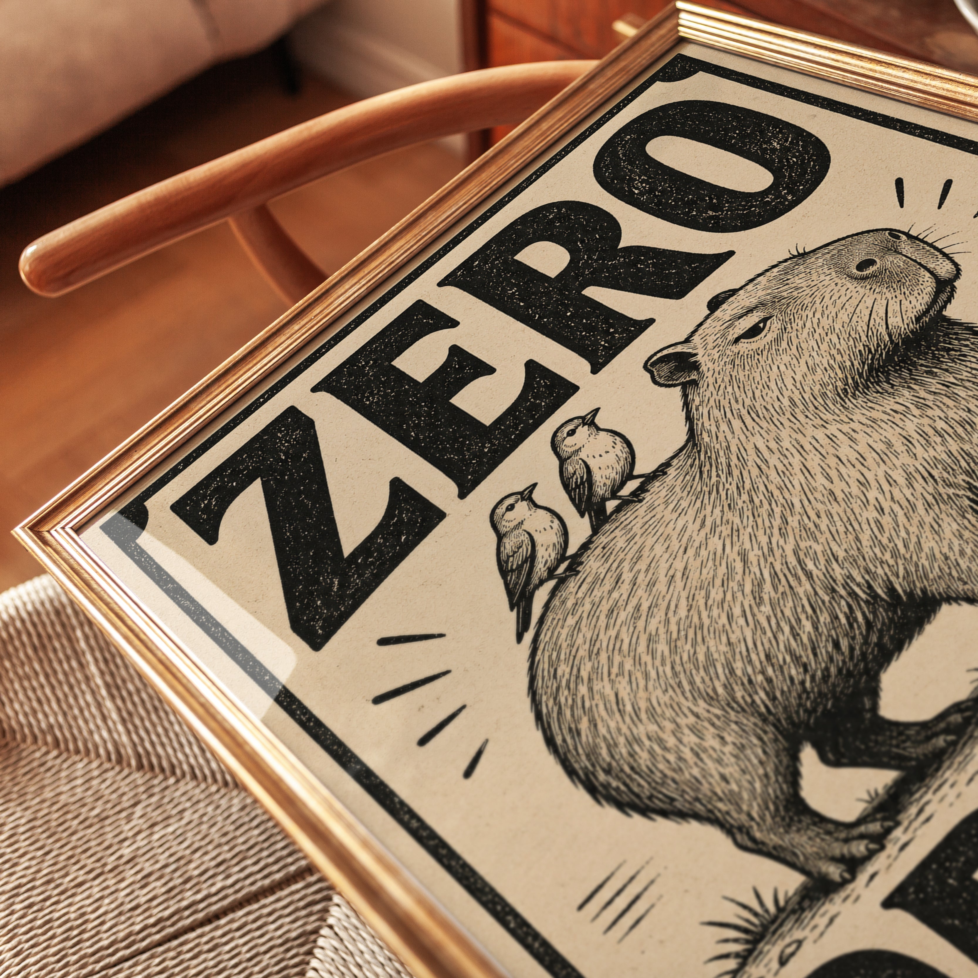 Capybara Wall Art Print – Retro Humor - detail