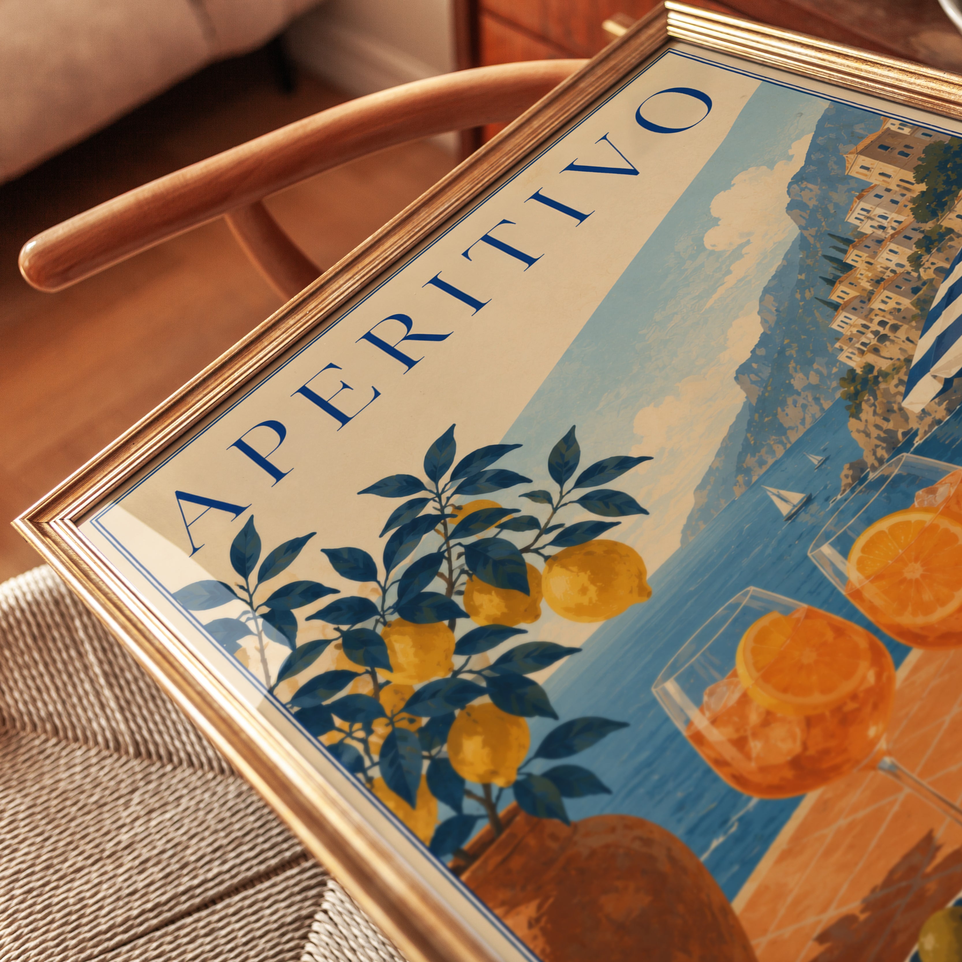 Aperitivo Travel Poster: Italian Coast Vintage Art (Kitchen & Dining) - detail