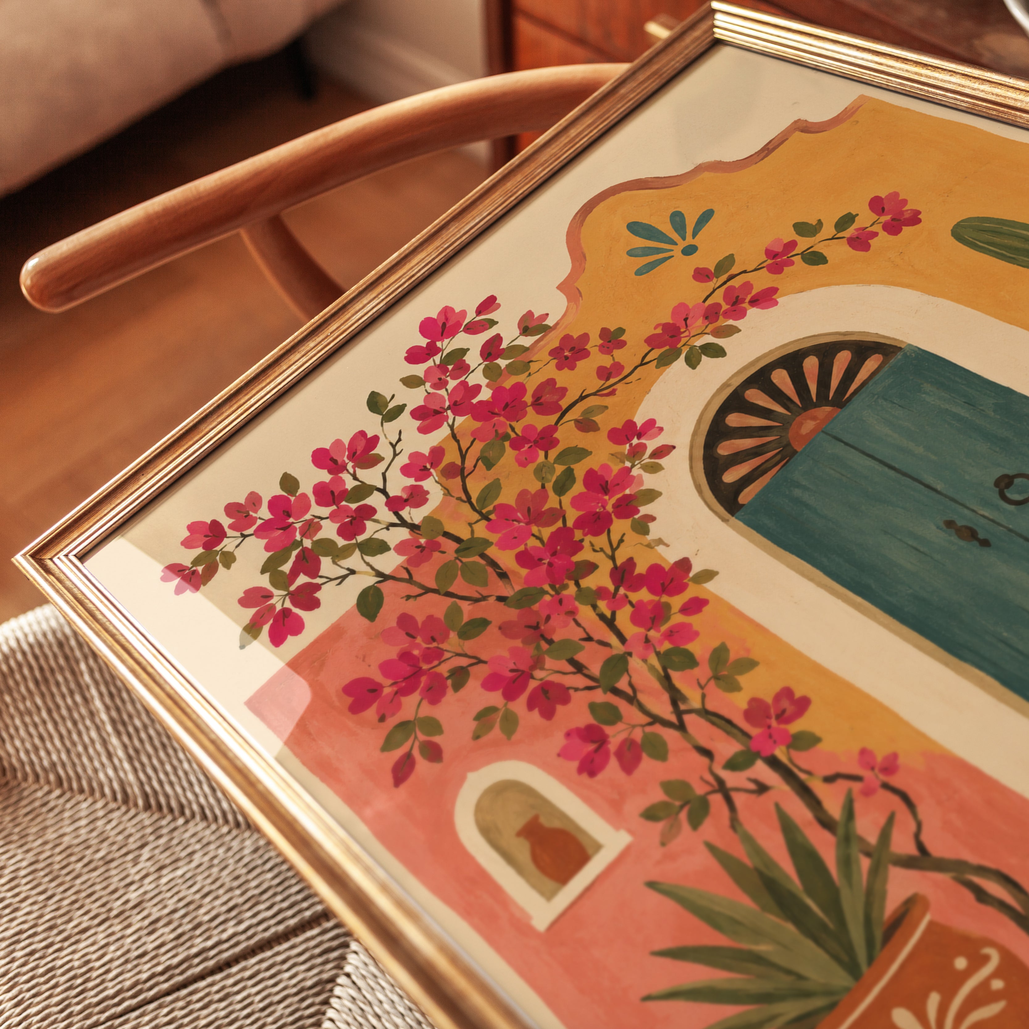 Mexican Hacienda Wall Art – Cat Doorway Print - detail