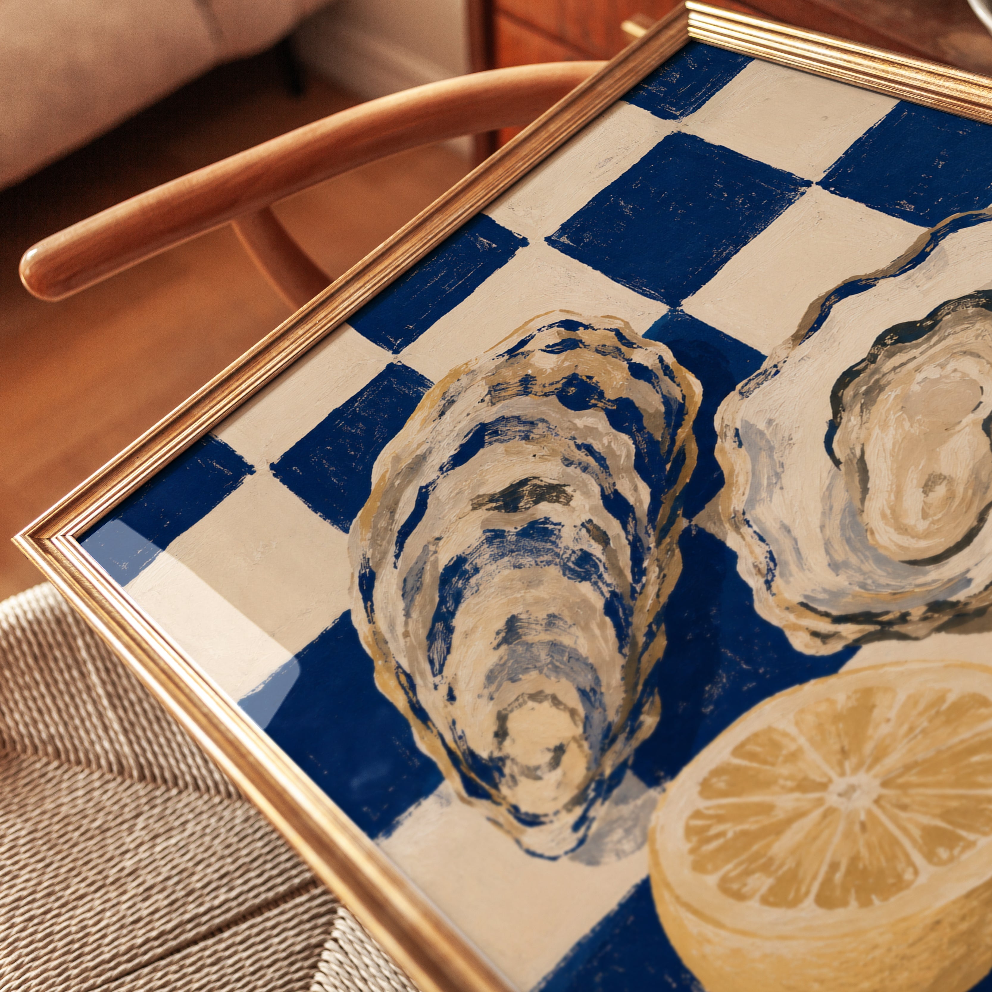 Oyster Kitchen Wall Art – Coastal Food Print - detail