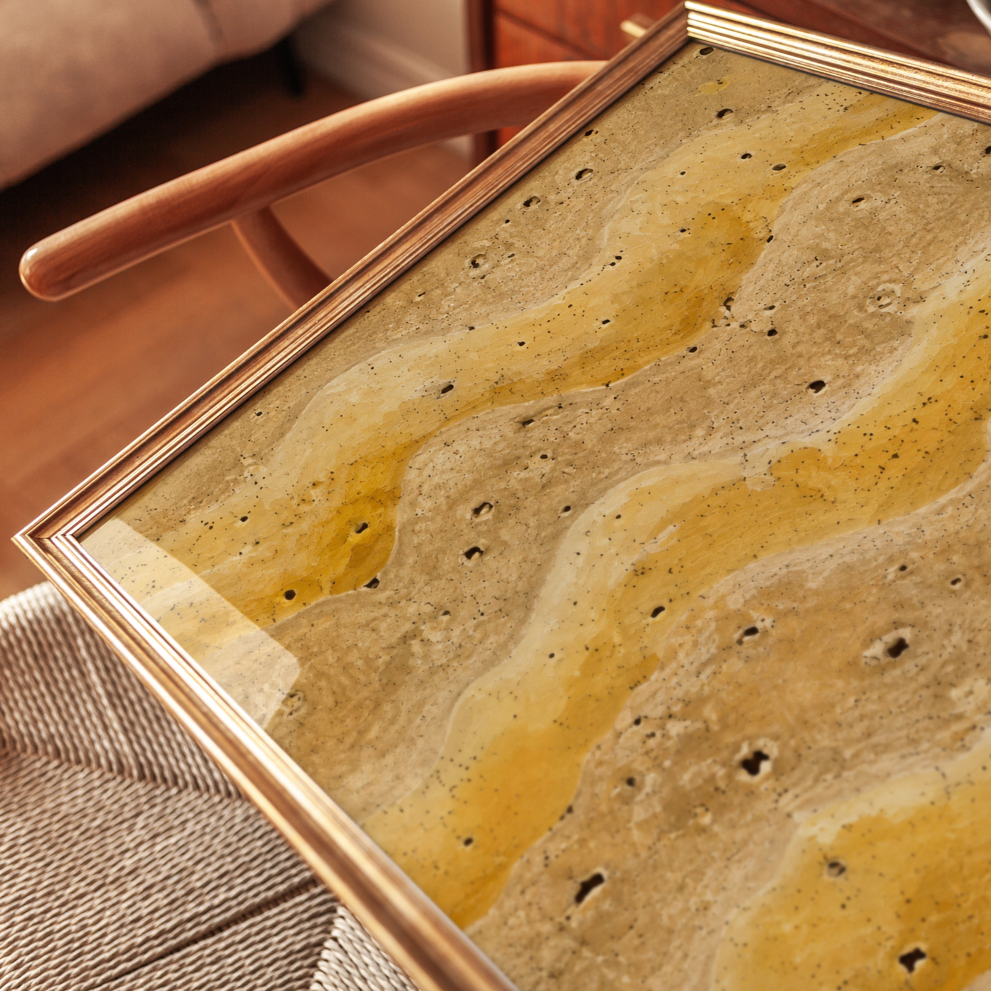Abstract Desert Waves Wall Art: Golden Sand Texture Print - detail