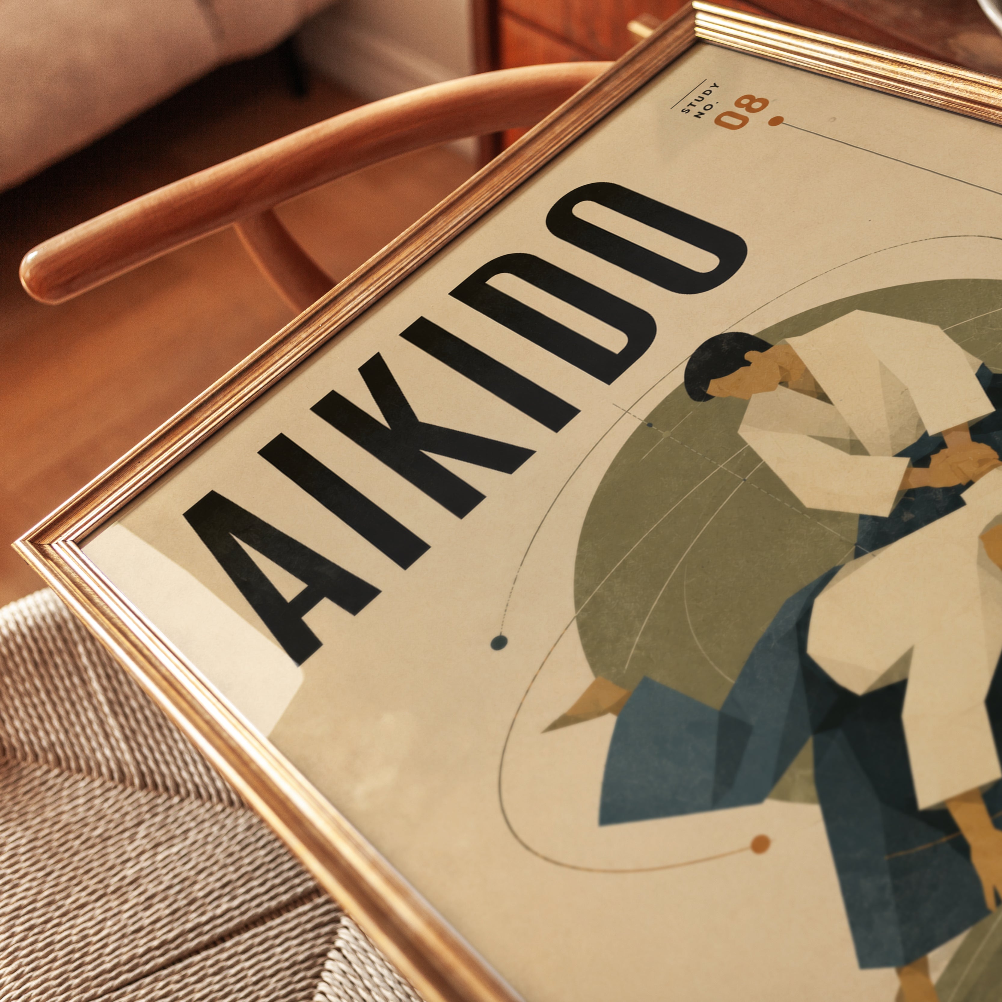 Vintage Aikido Poster – Japanese Martial Arts Study - detail