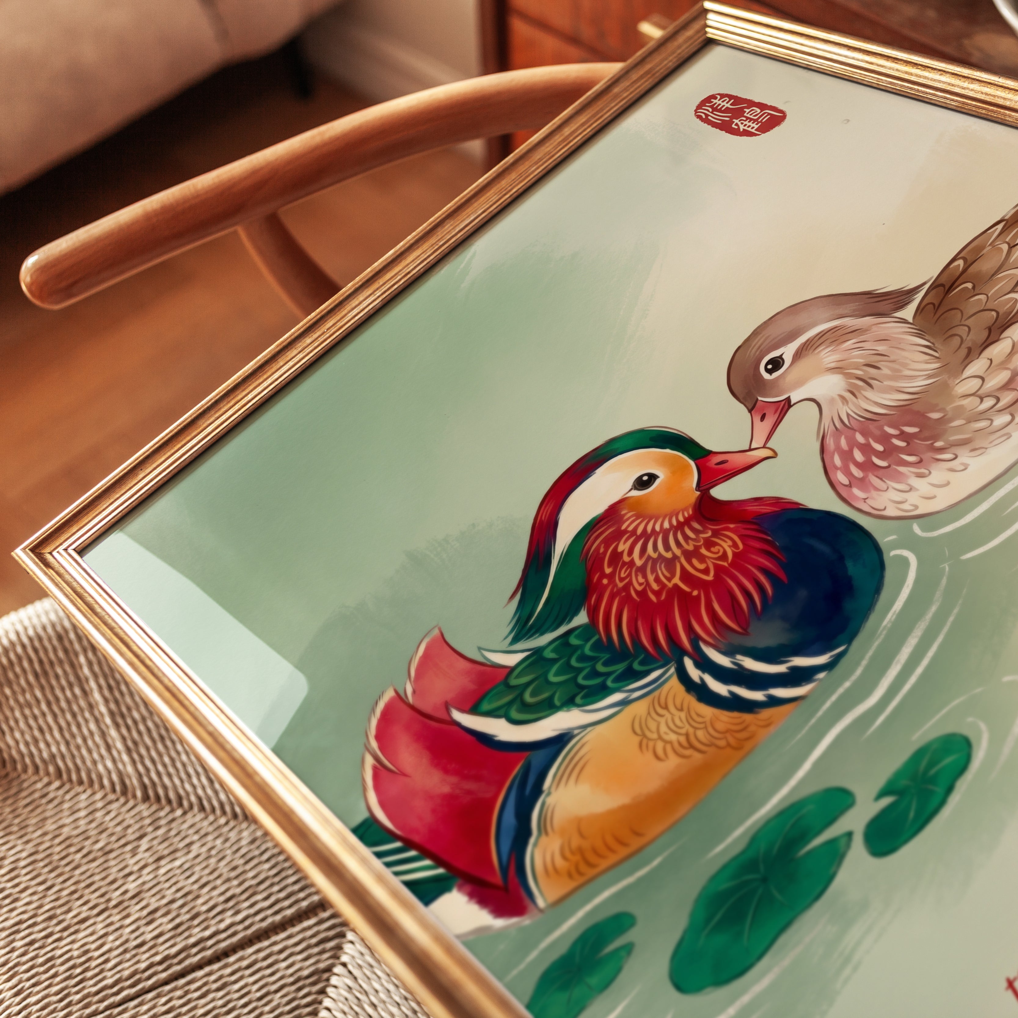 Mandarin Duck Print: Feng Shui Love Symbol - detail