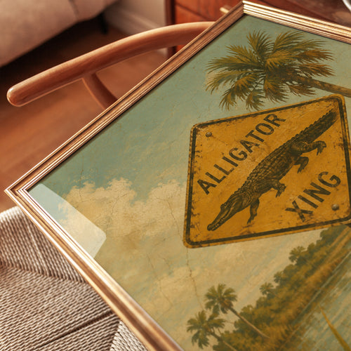 Alligator Crossing Sign - detail