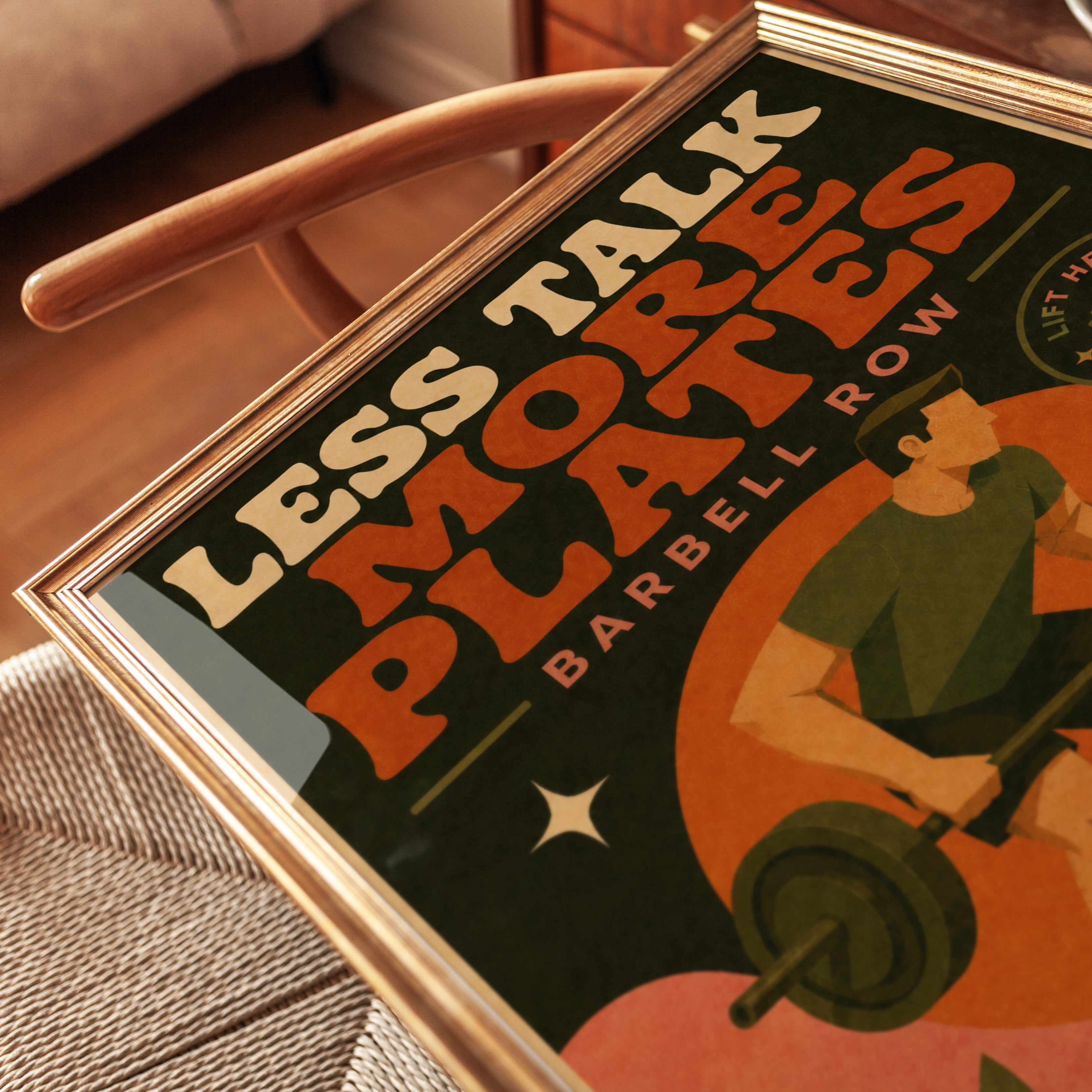 Motivational Gym Poster – Less Talk More Plates - detail