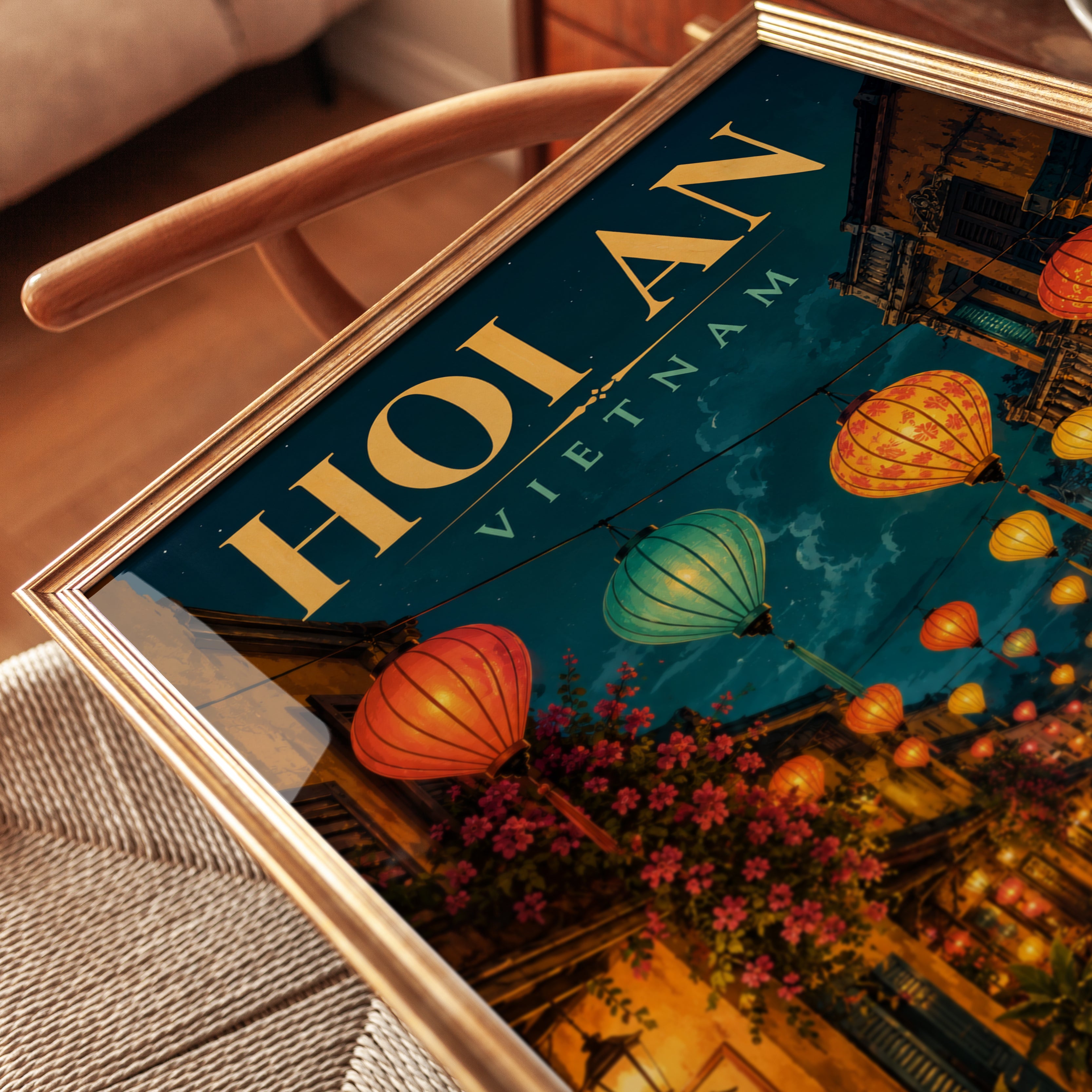 Vietnam Travel Poster – Hoi An Wall Art - detail