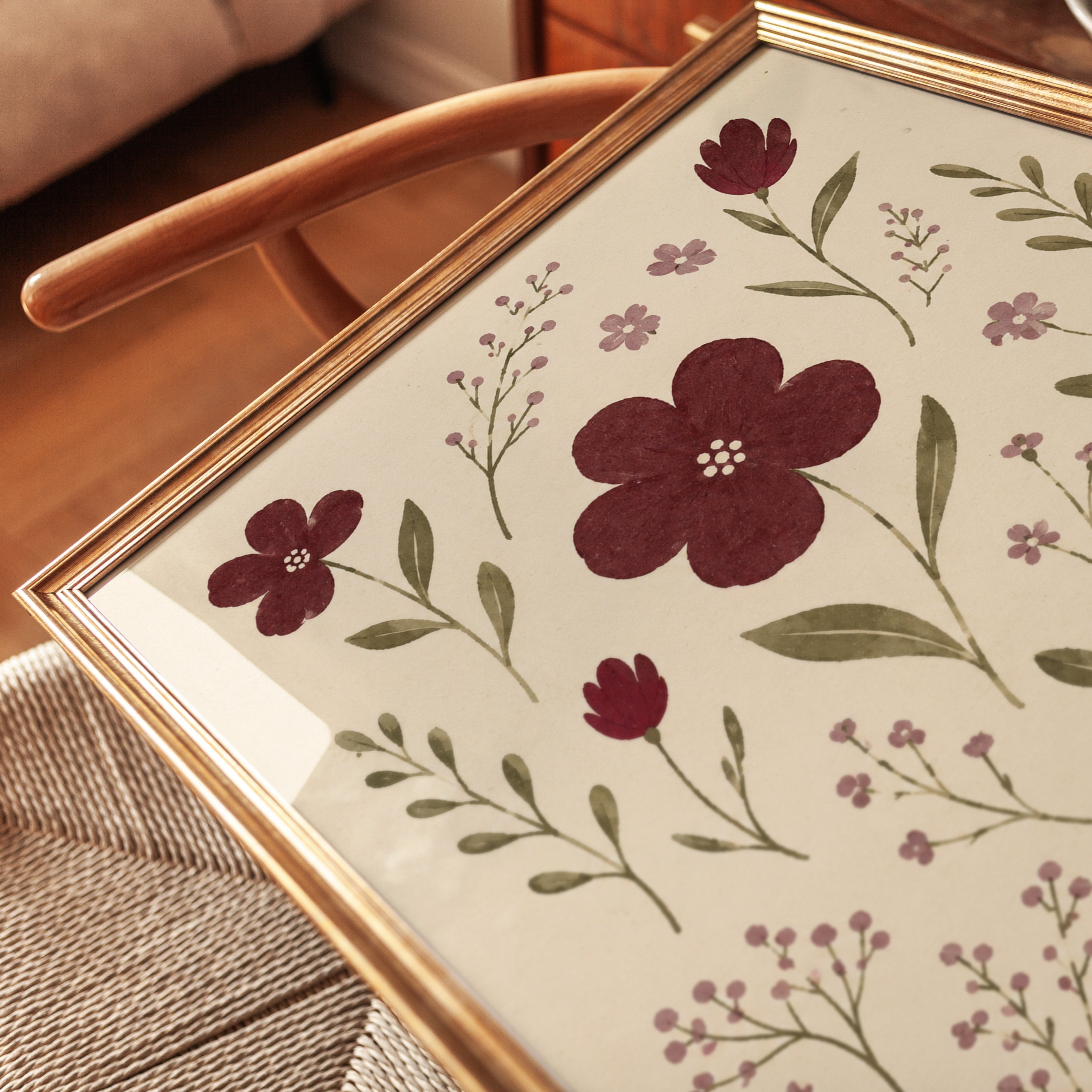 Folk Flower Wall Art – Botanical Print - detail