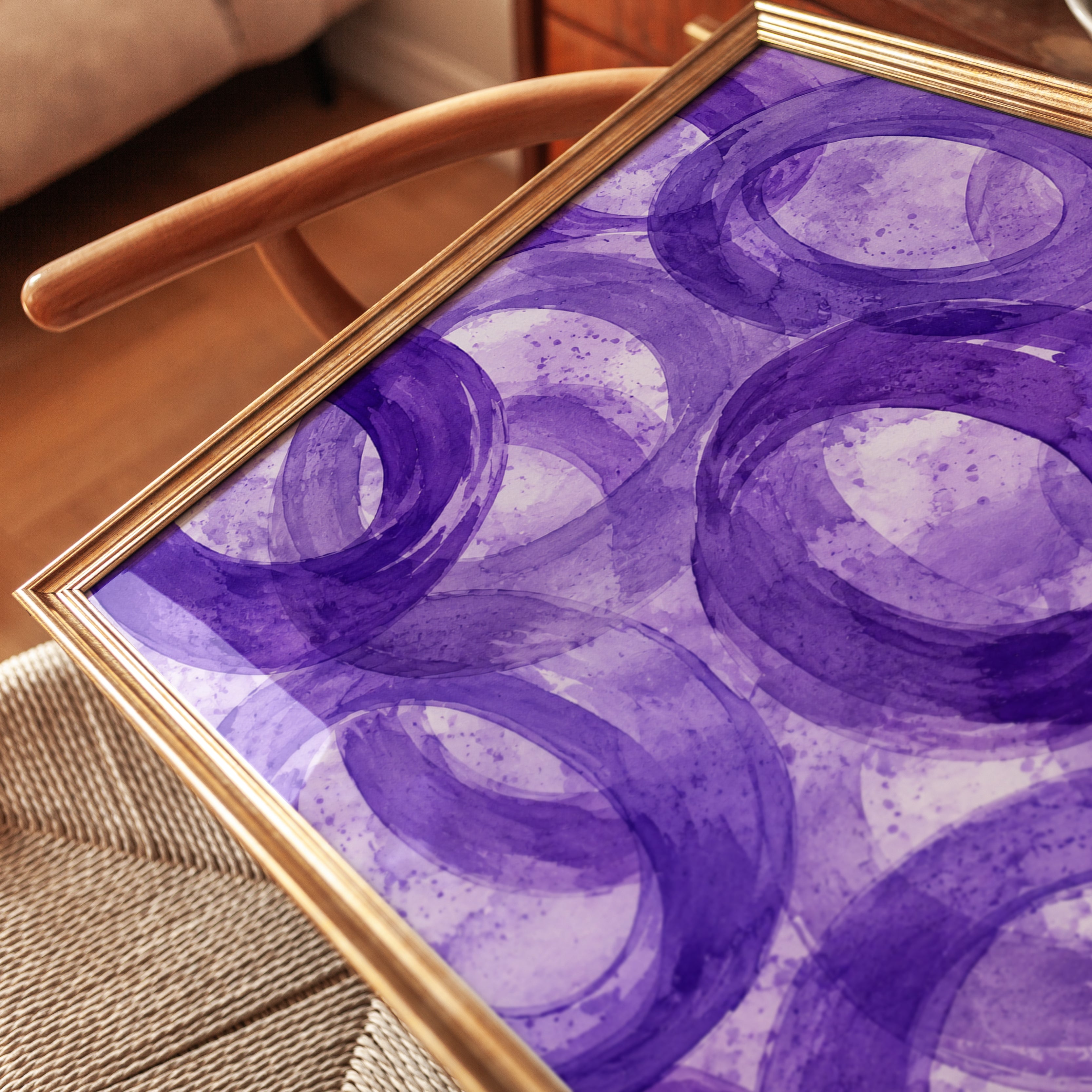 Purple Abstract Circles Print - detail