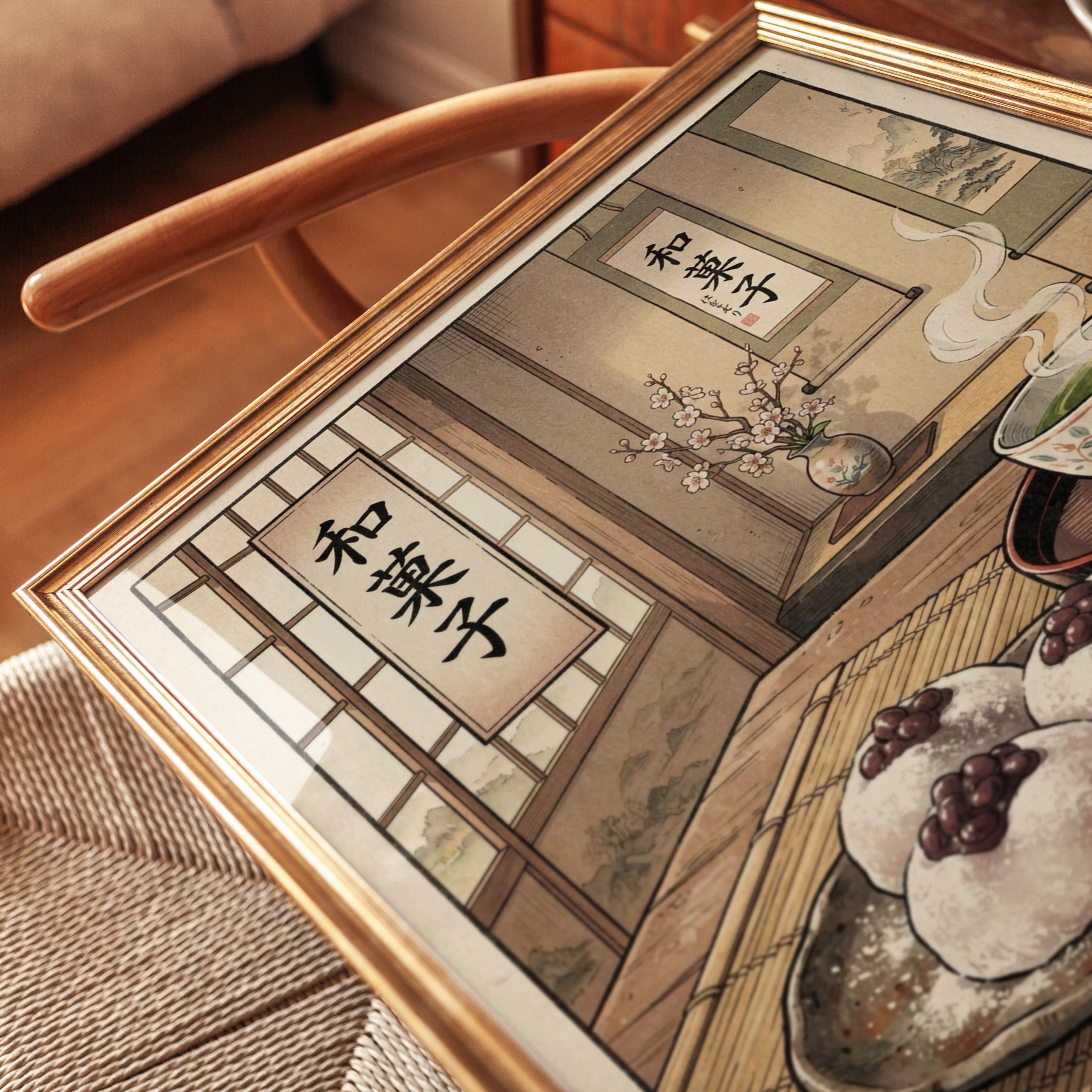 Japanese Tea Room Art – Traditional Wagashi Print - detail