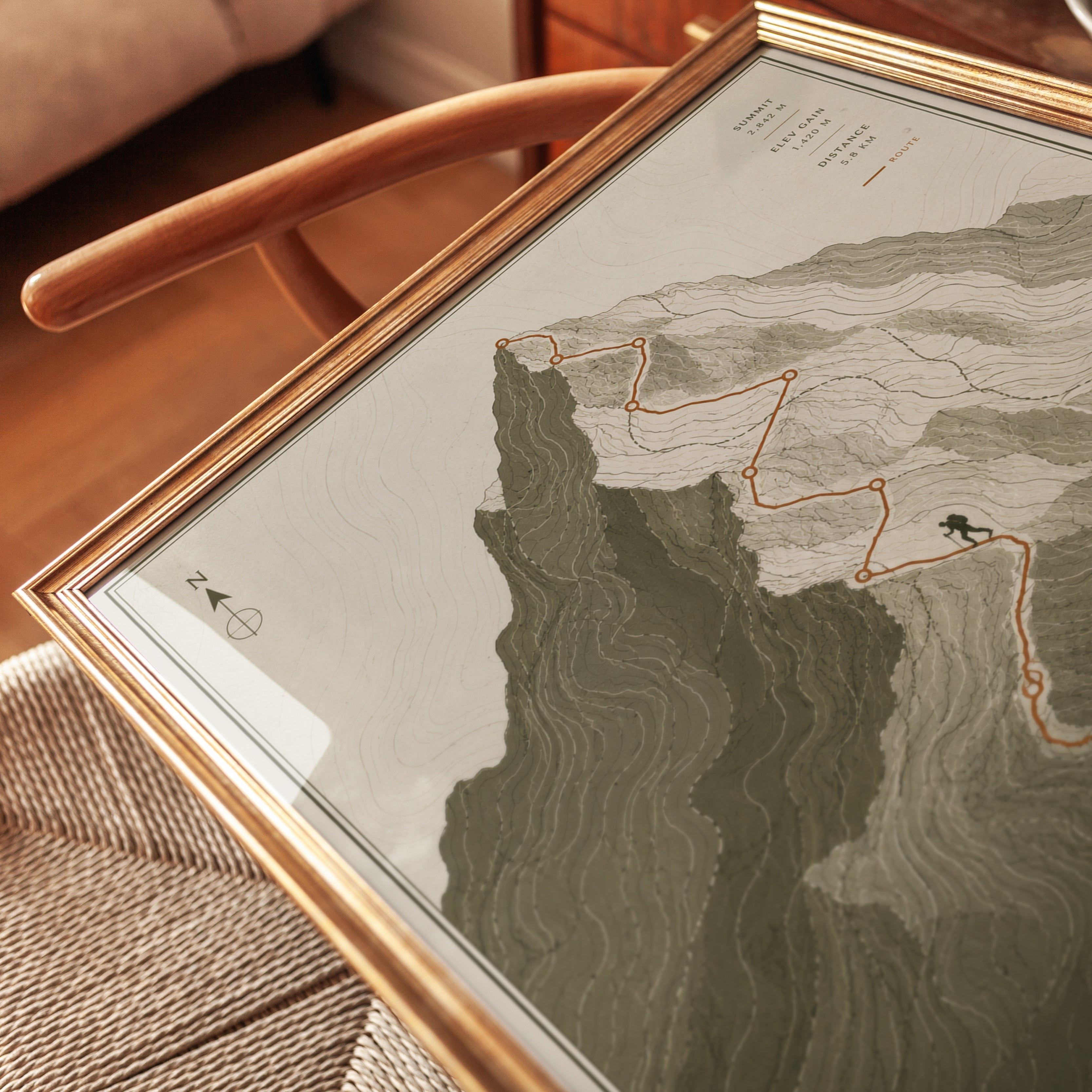 Mountain Hiking Poster – Topographic Map Print - detail
