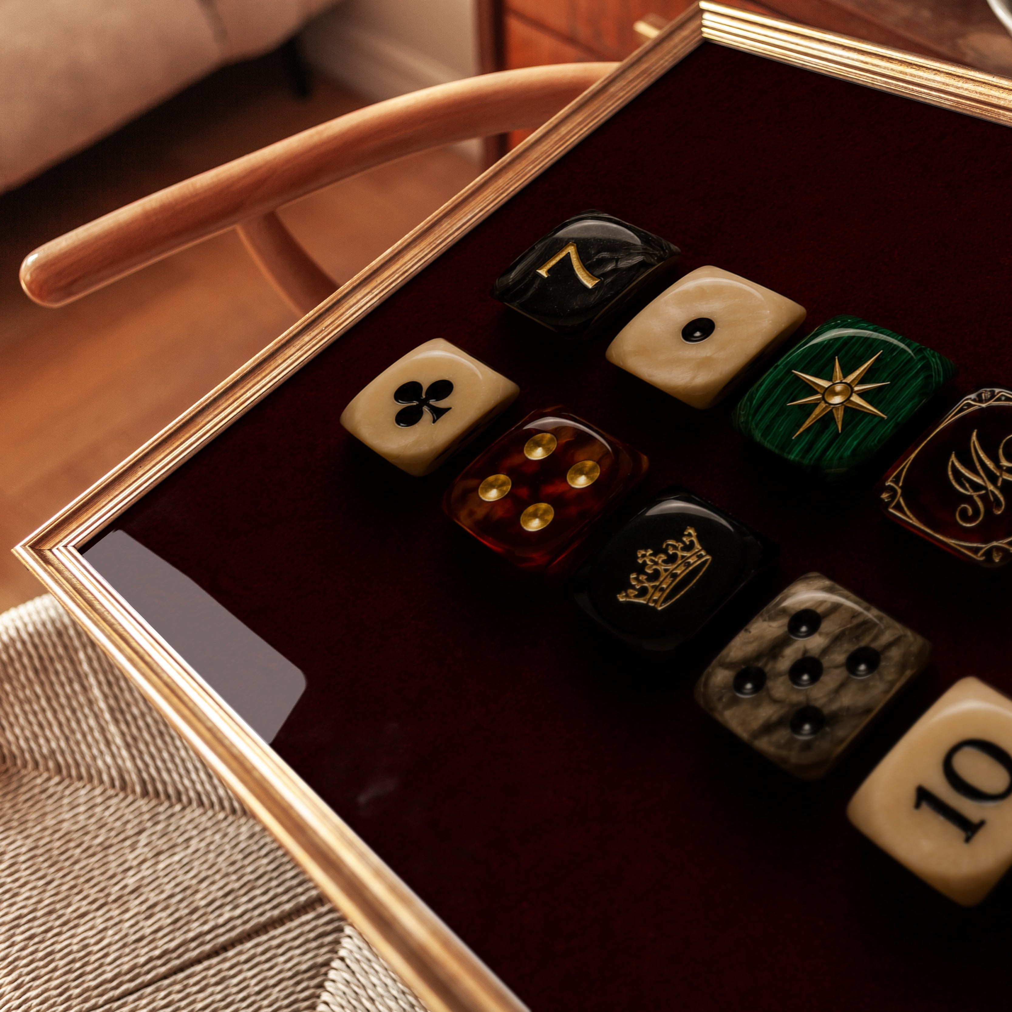 Vintage Gaming Dice Collection: Luxury Game Room Wall Art - detail