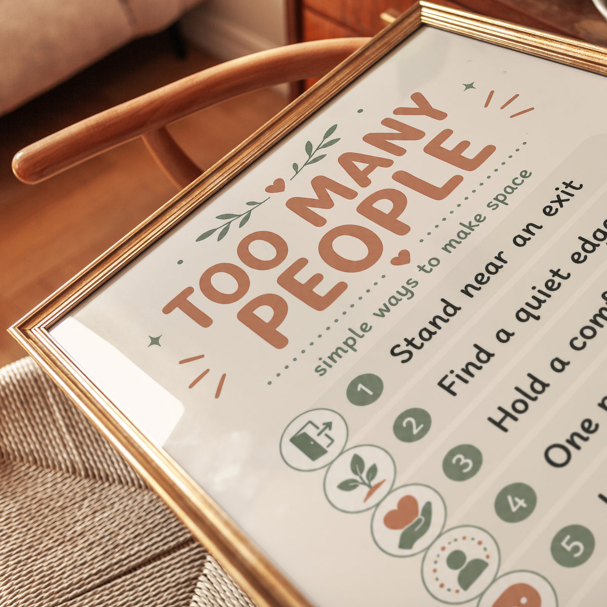 Anxiety Support Print: Mindfulness & Calm Icons (Therapy Decor) - detail
