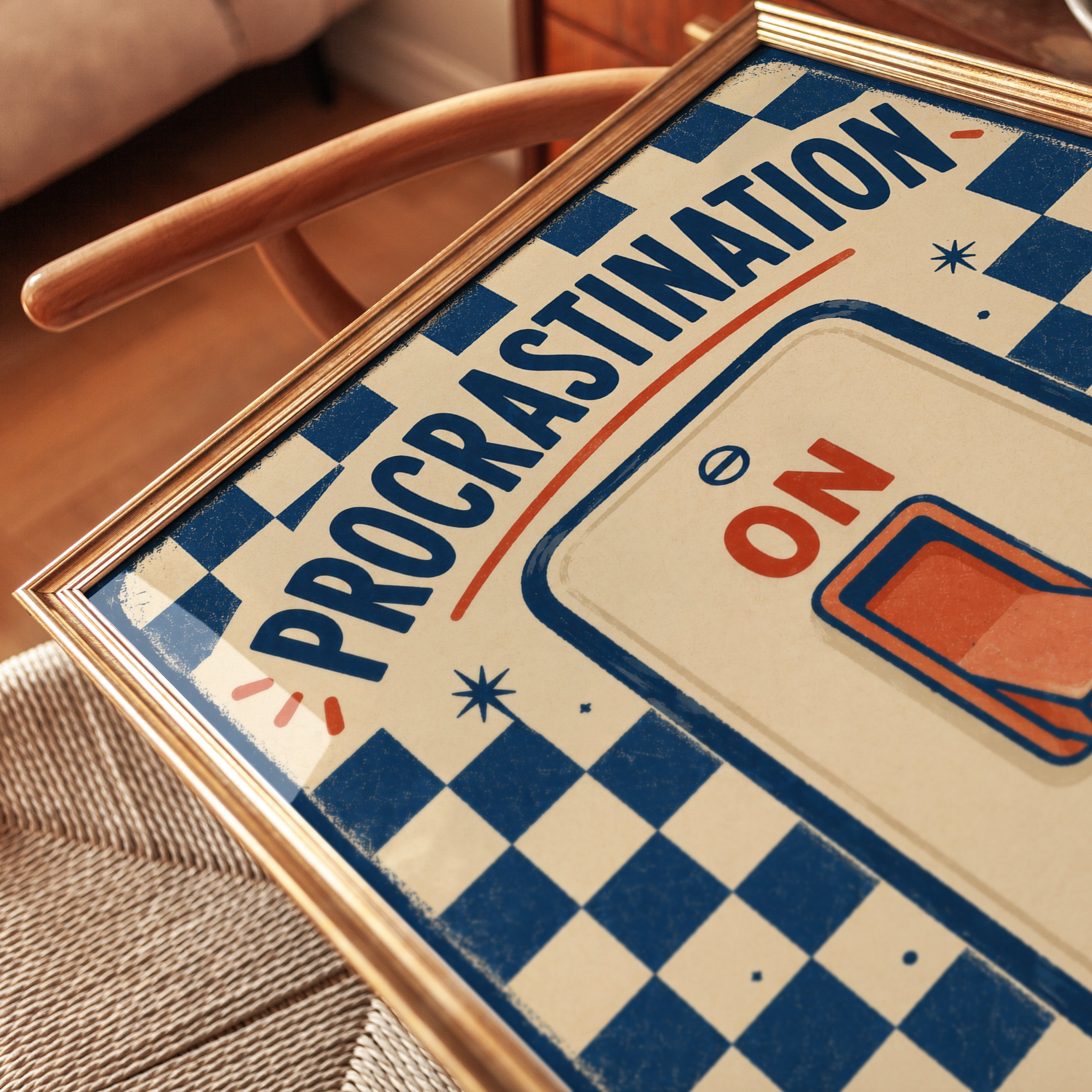 Funny Office Wall Art – Procrastination Print - detail