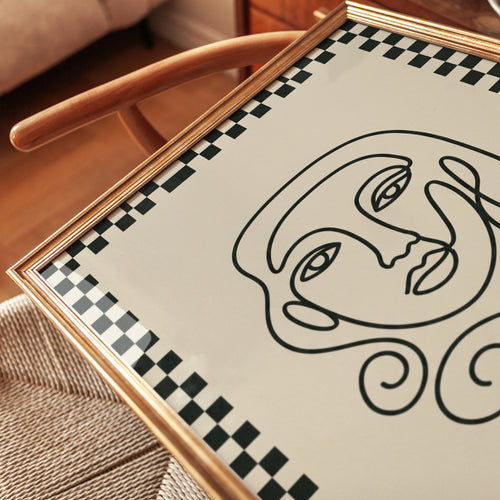 Abstract Face Line Art Print: Modern Minimalist Portrait Design - detail