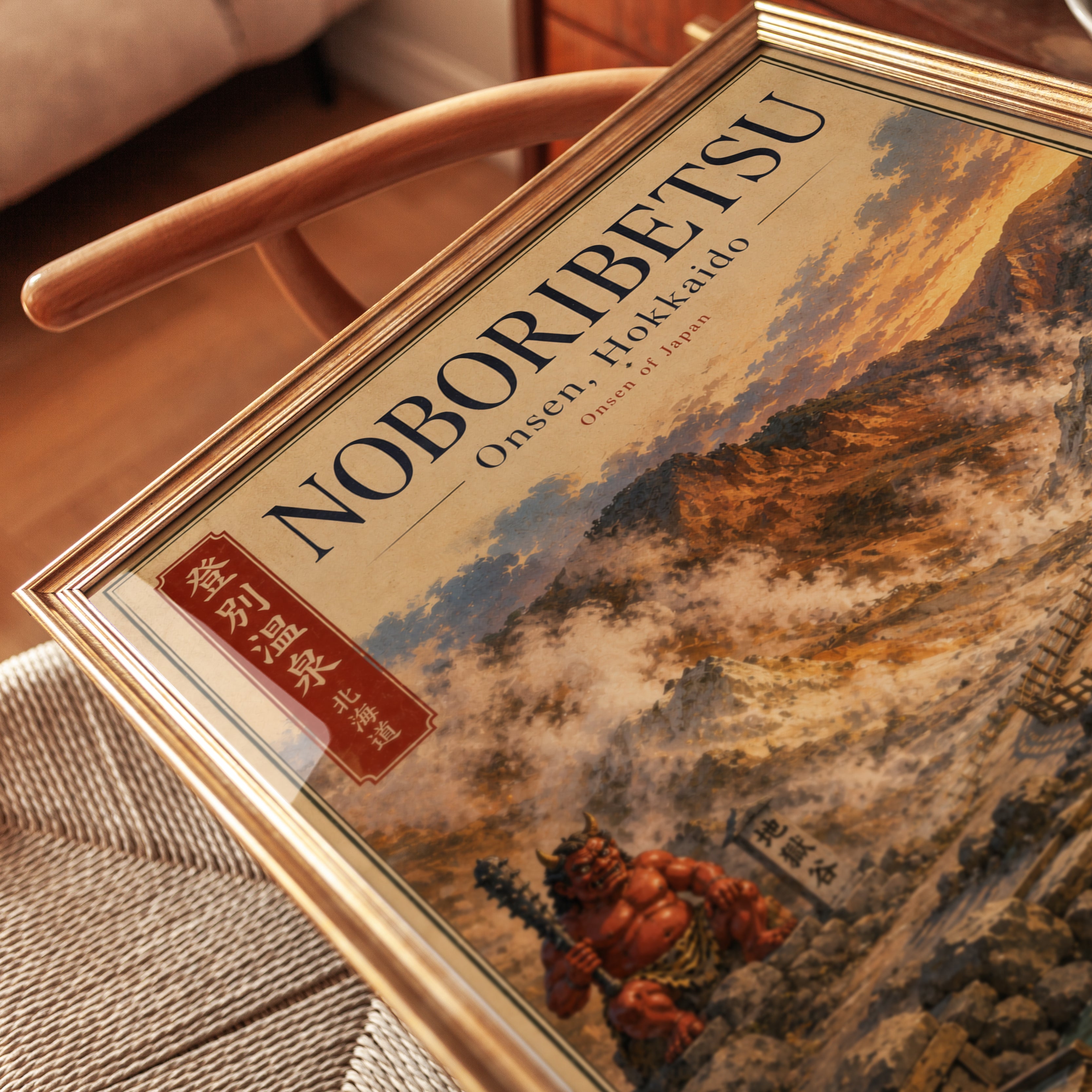 Noboribetsu Hot Spring Poster: Japanese Onsen Landscape Art - detail