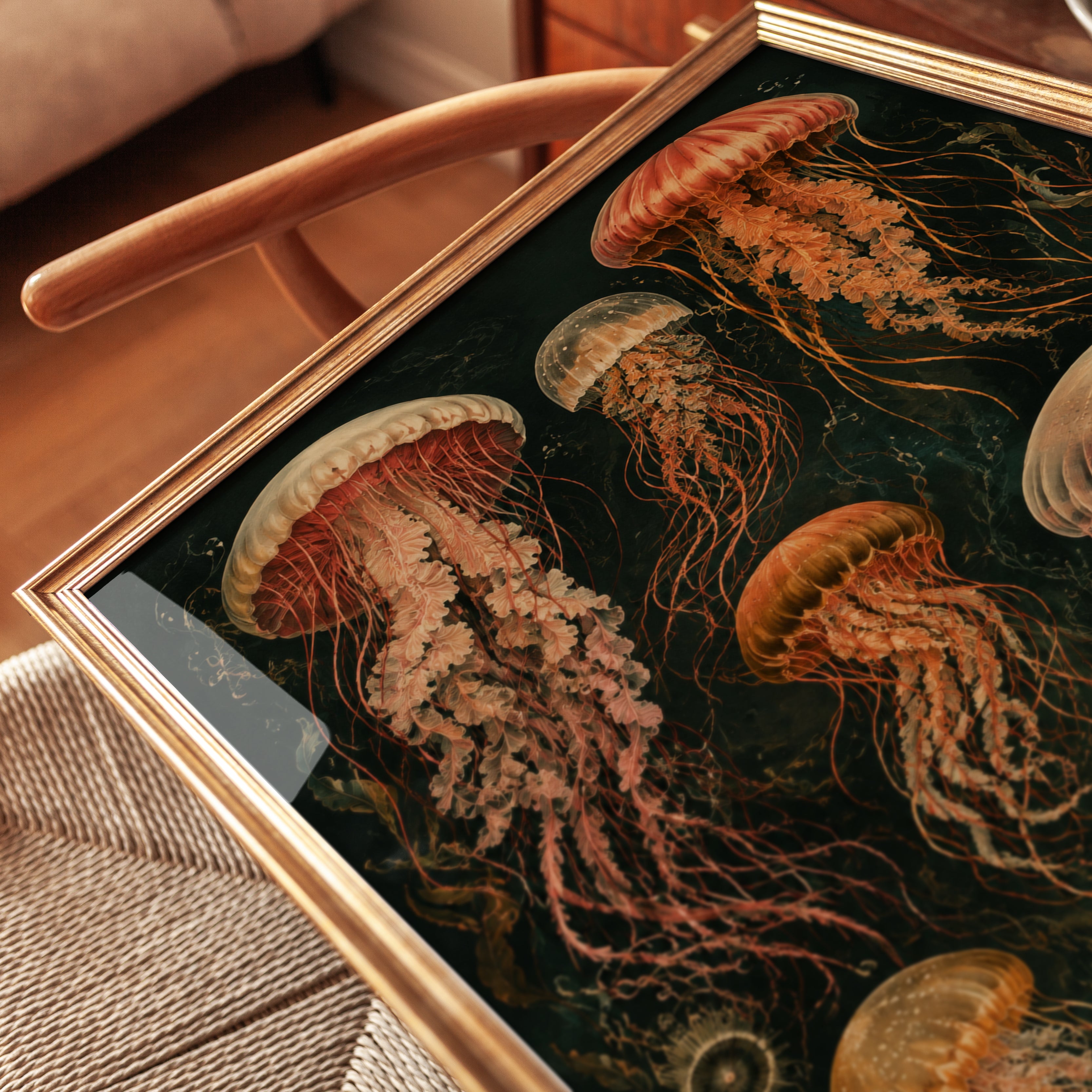 Jellyfish Wall Art – Vintage Ocean Print - detail