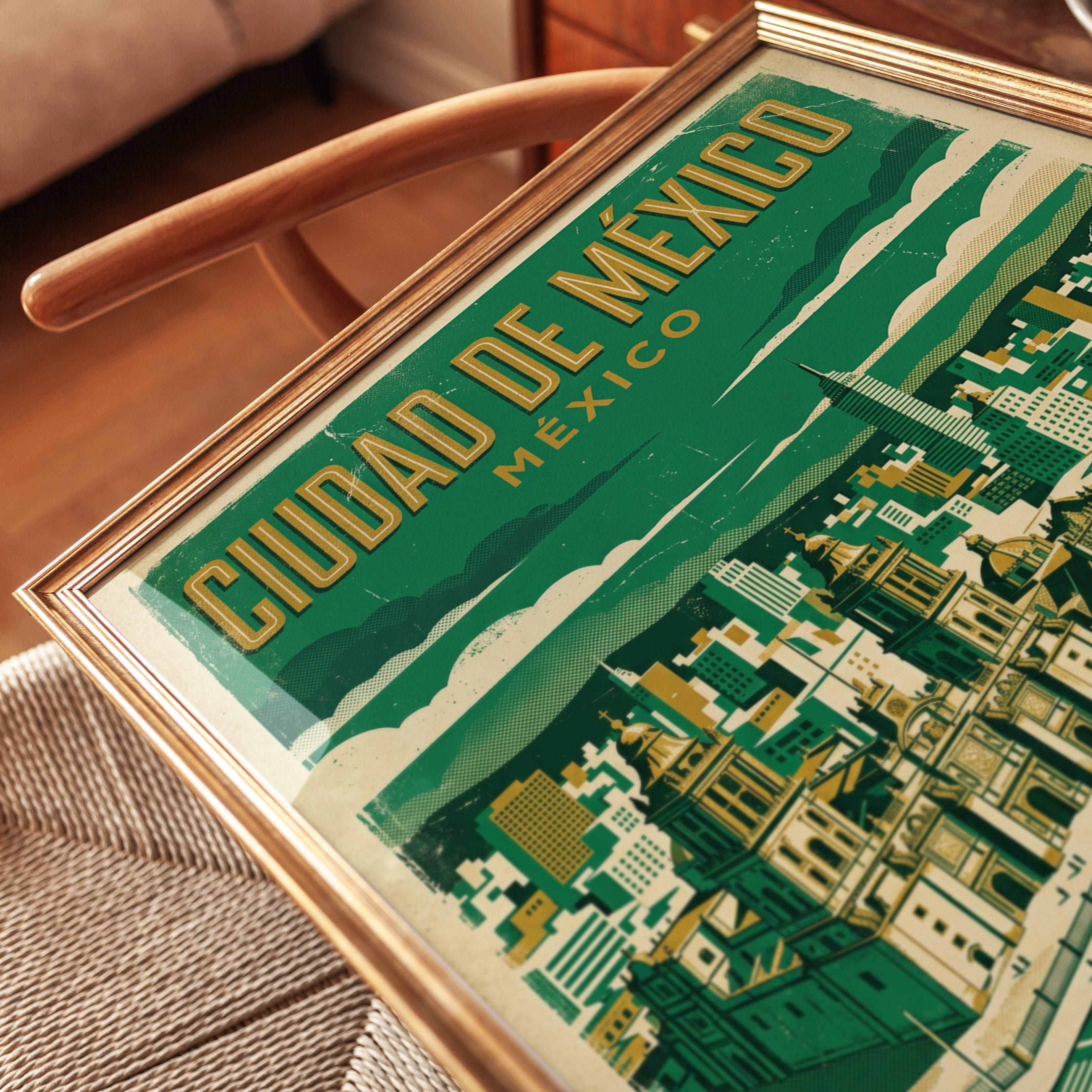 Ciudad de México Travel Poster – Vintage Mid-Century Modern Art Print - detail