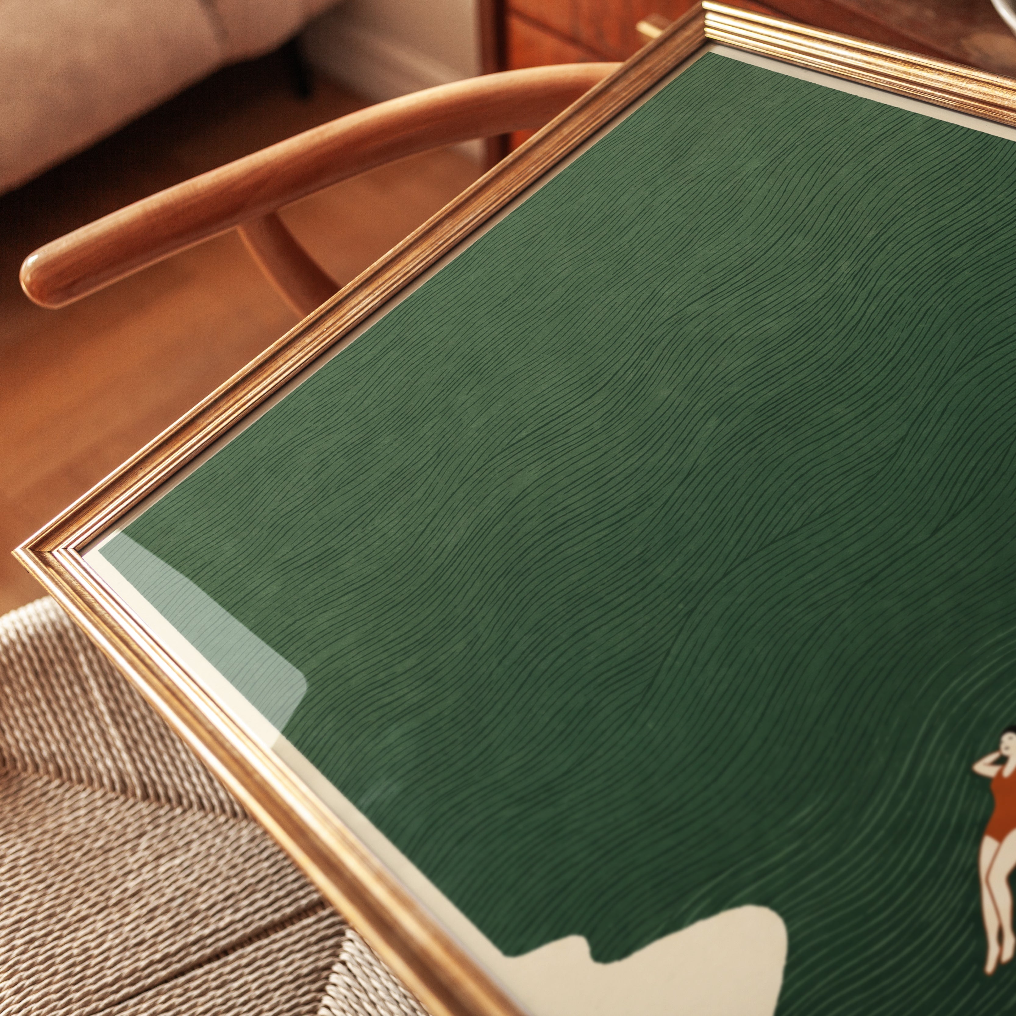 Vintage Swimmer Art Print: Minimalist Retro Pool Illustration - detail