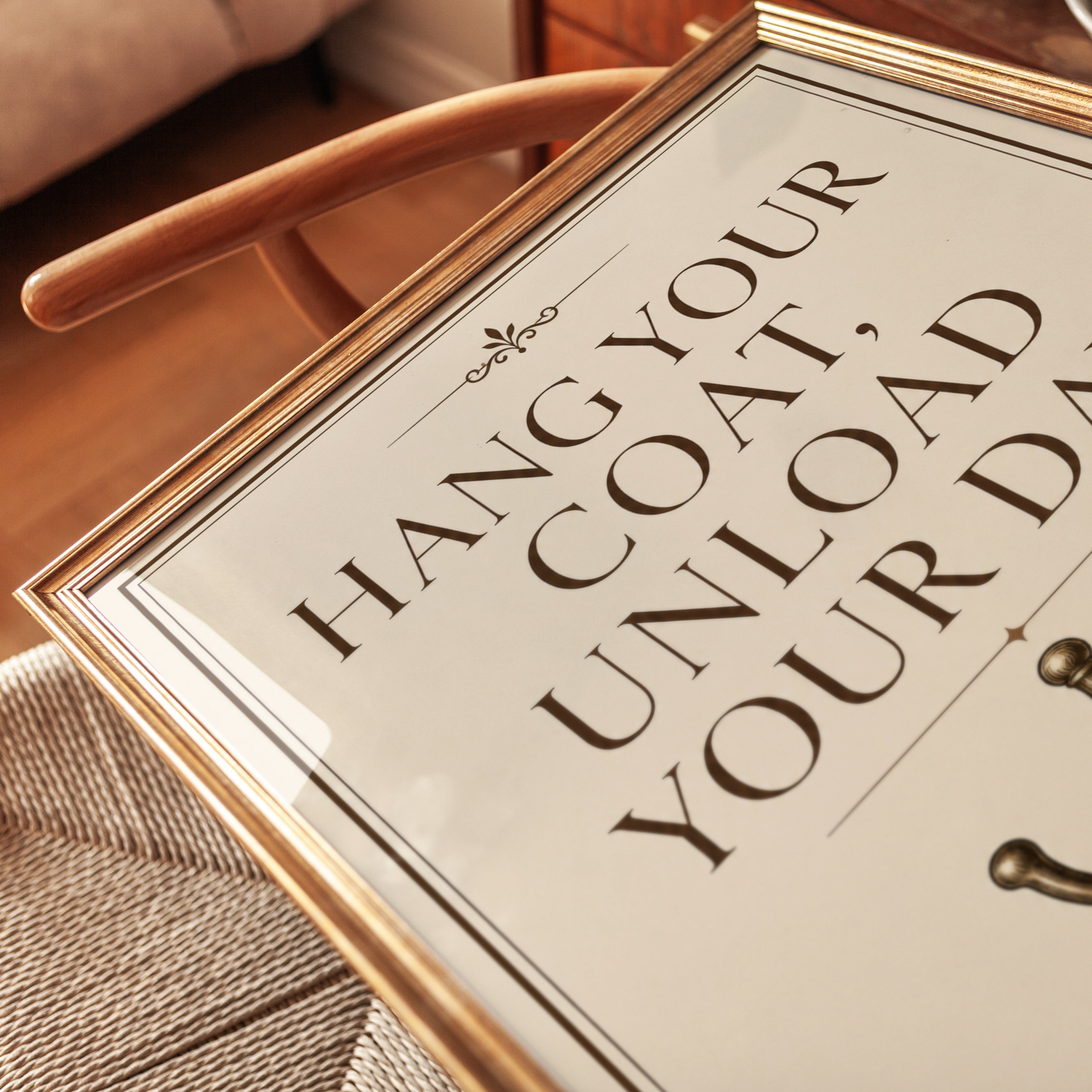 Entryway Wall Art – Hang Your Coat Print - detail