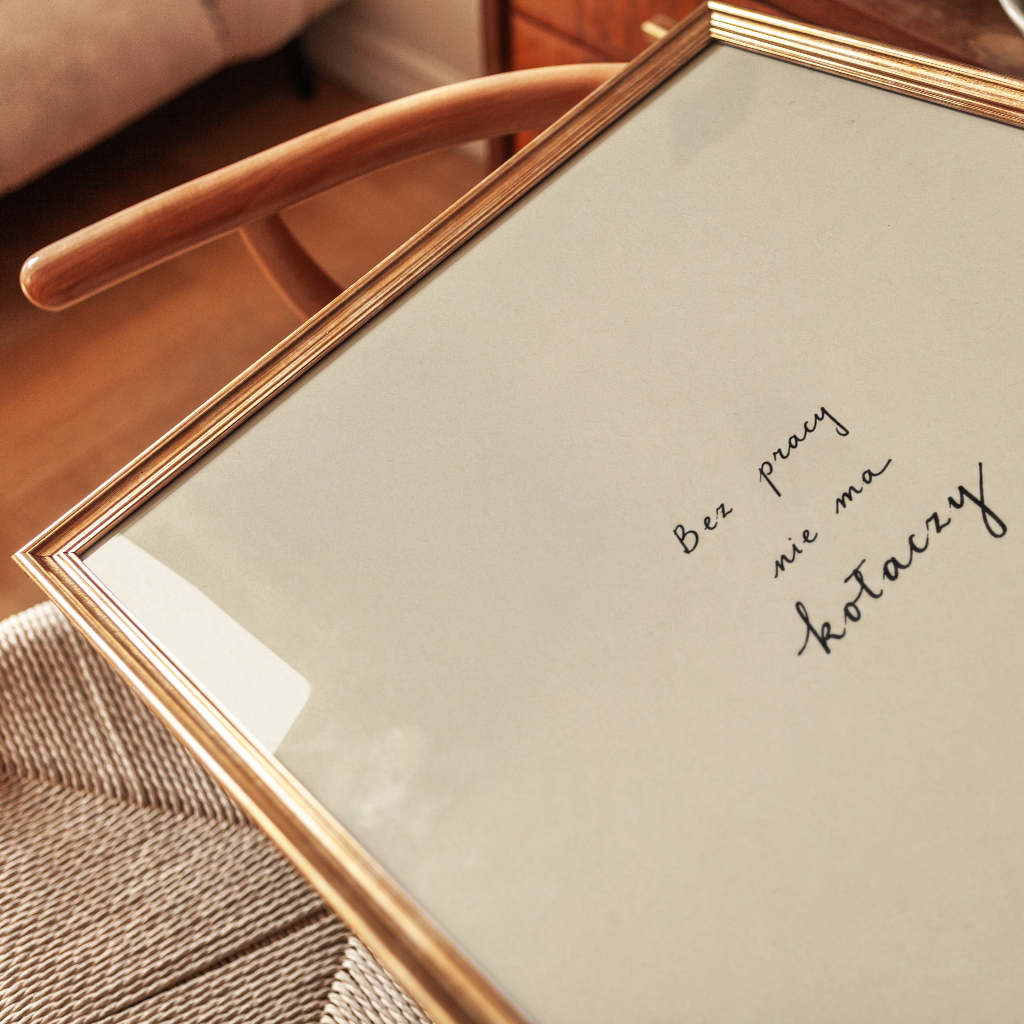 Polish Typography Art Print: Minimalist Beige Text Poster - detail