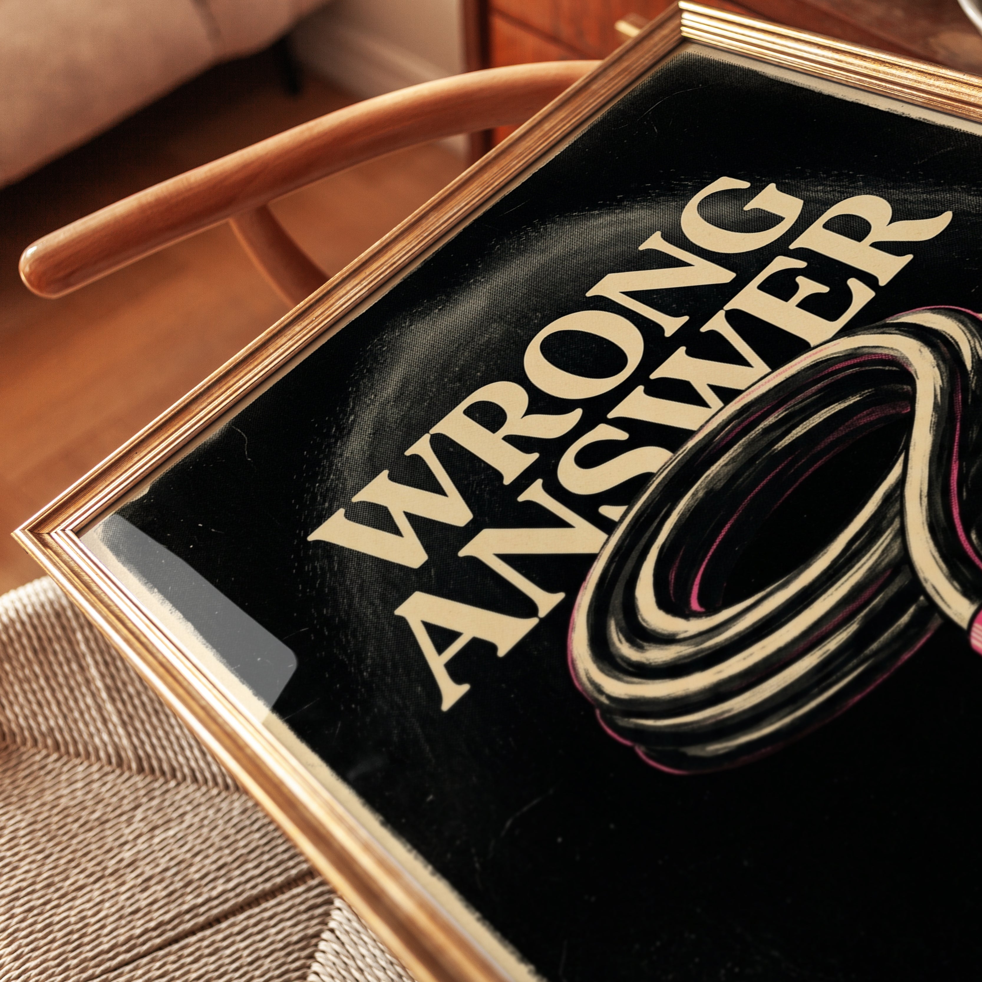Wrong Answer Vintage Poster: Retro Typography Wall Art - detail