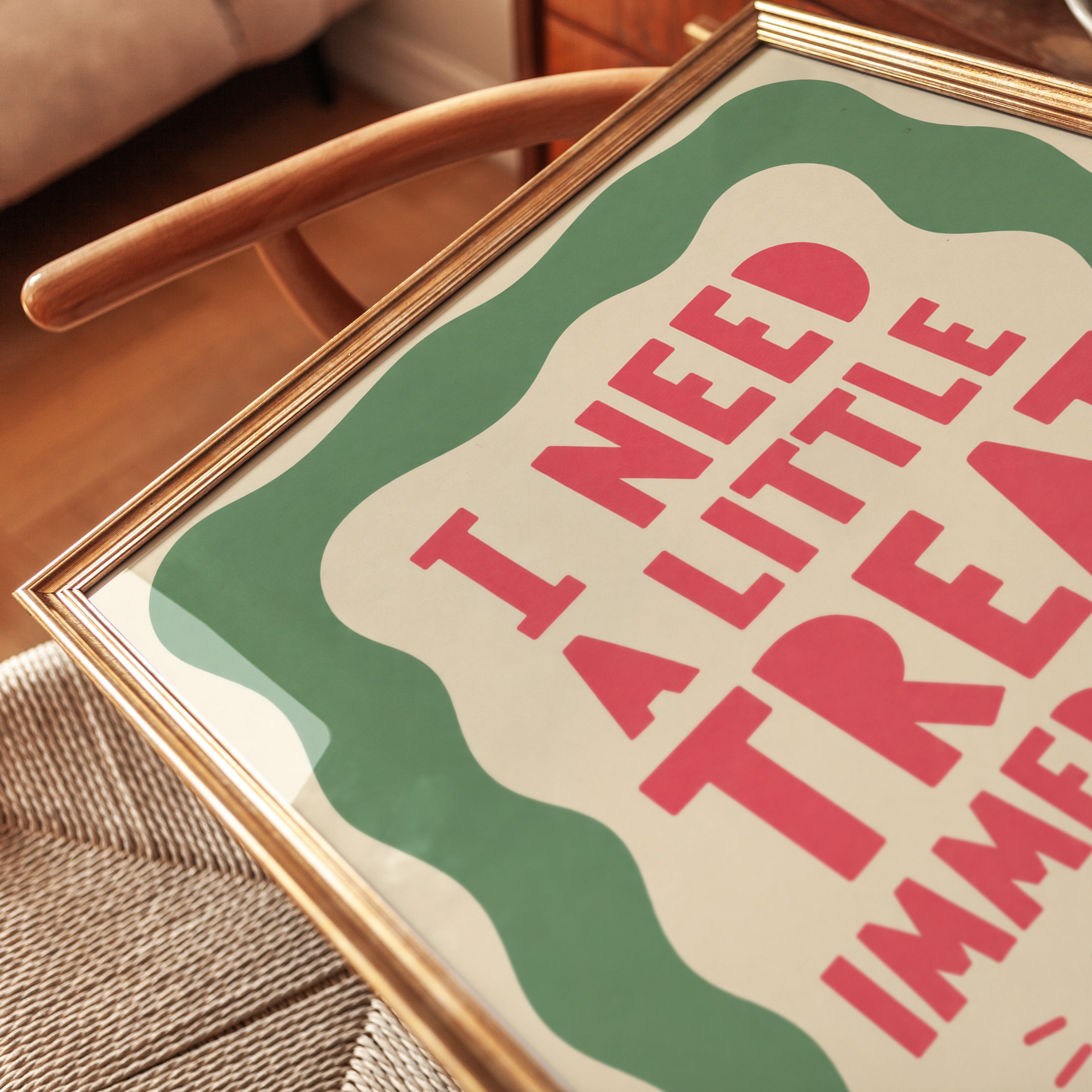 Self Care Typography Poster: Retro Pink and Green Wall Art - detail