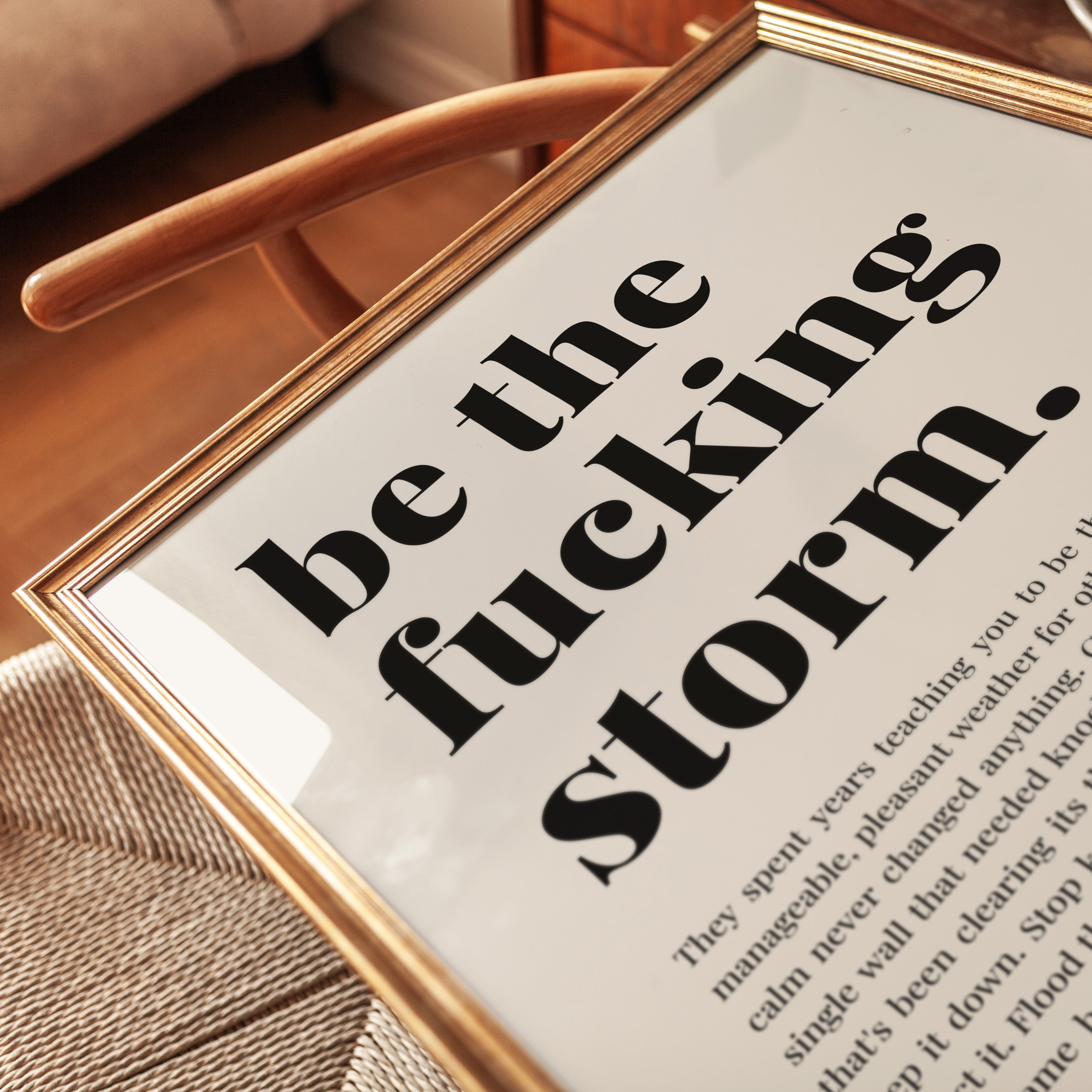 Motivational Quote Print – Be The Storm Wall Art - detail