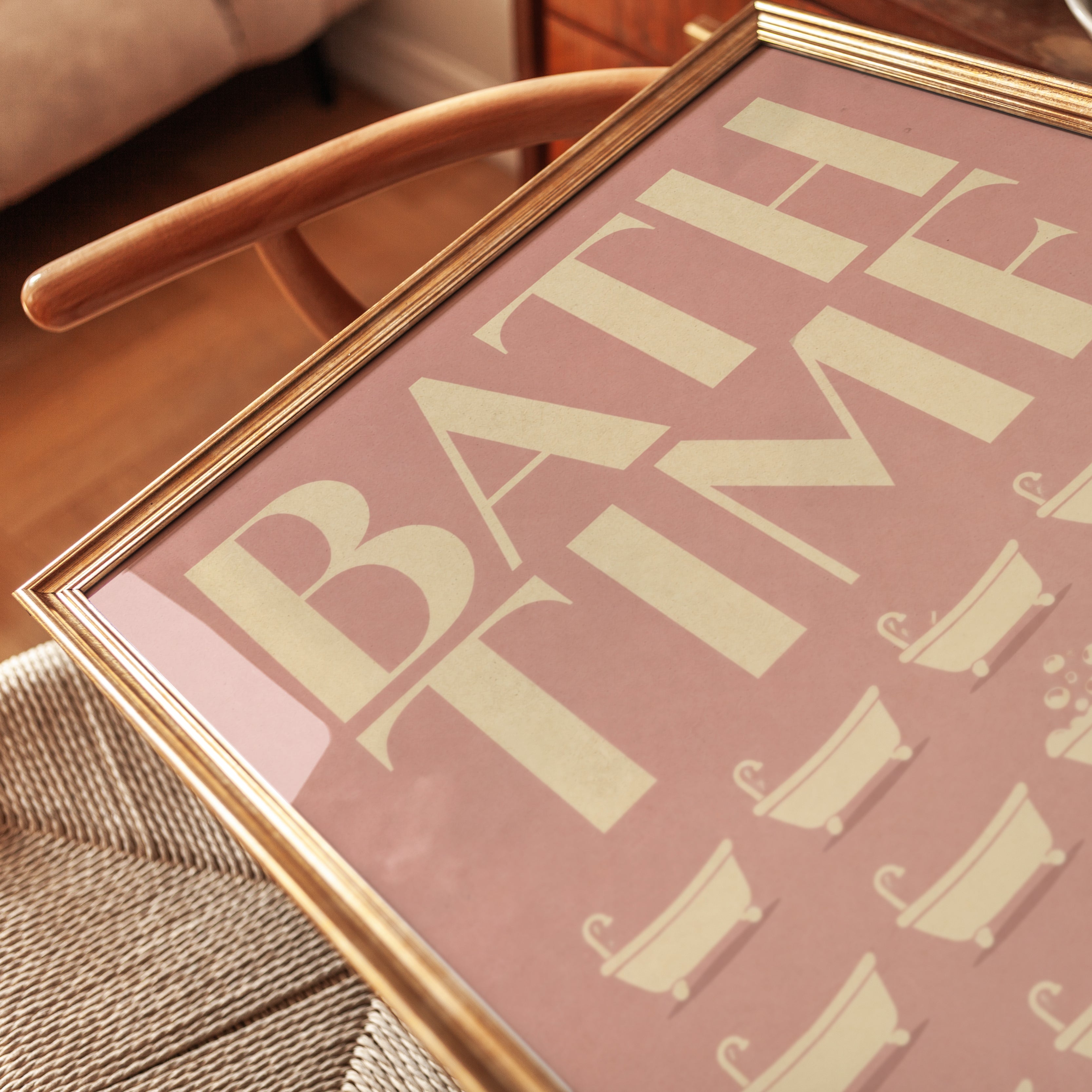 Bathroom Wall Art: Retro Bath Time Print - detail
