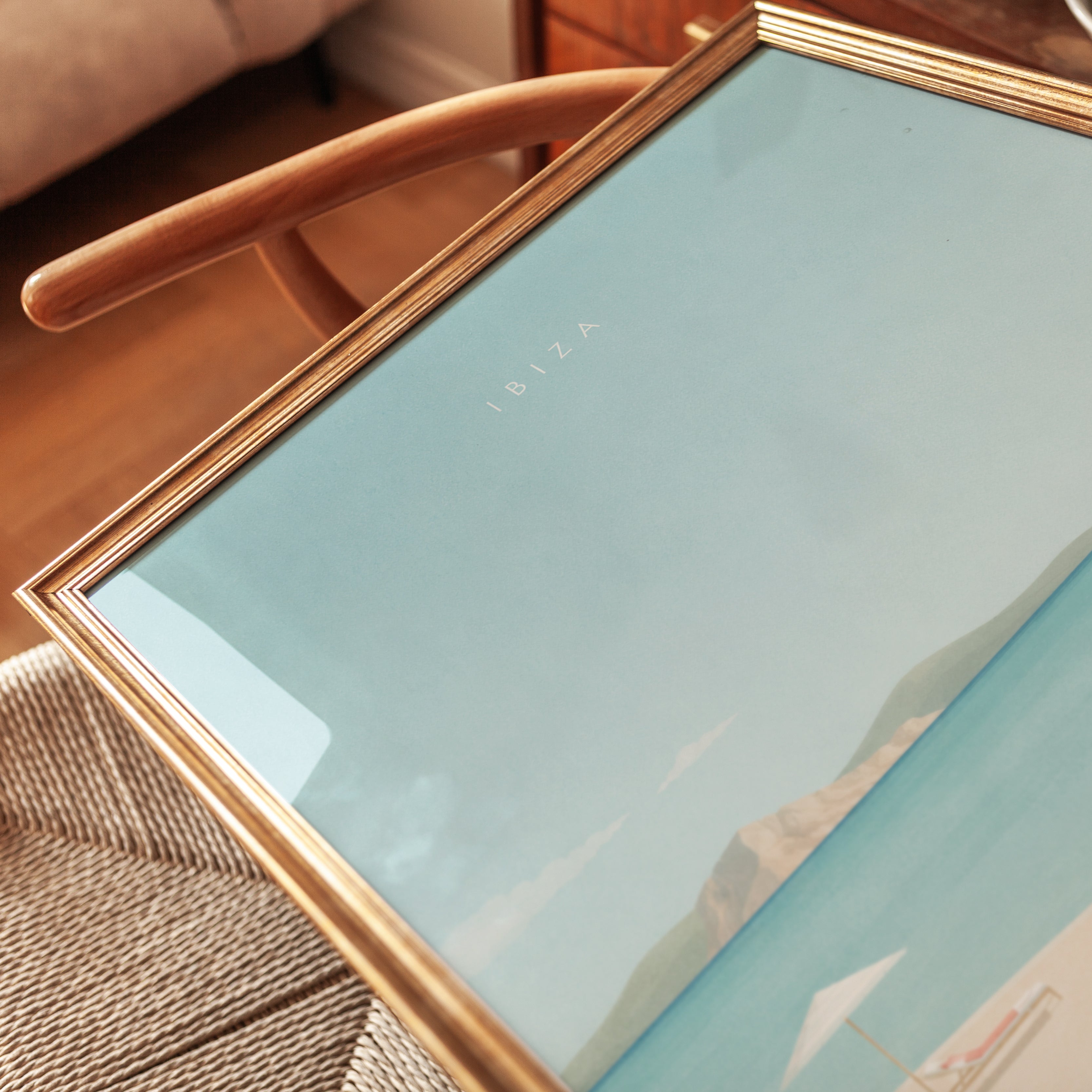 Ibiza Beach Poster: Minimalist Coastal Pastel Art Print - detail