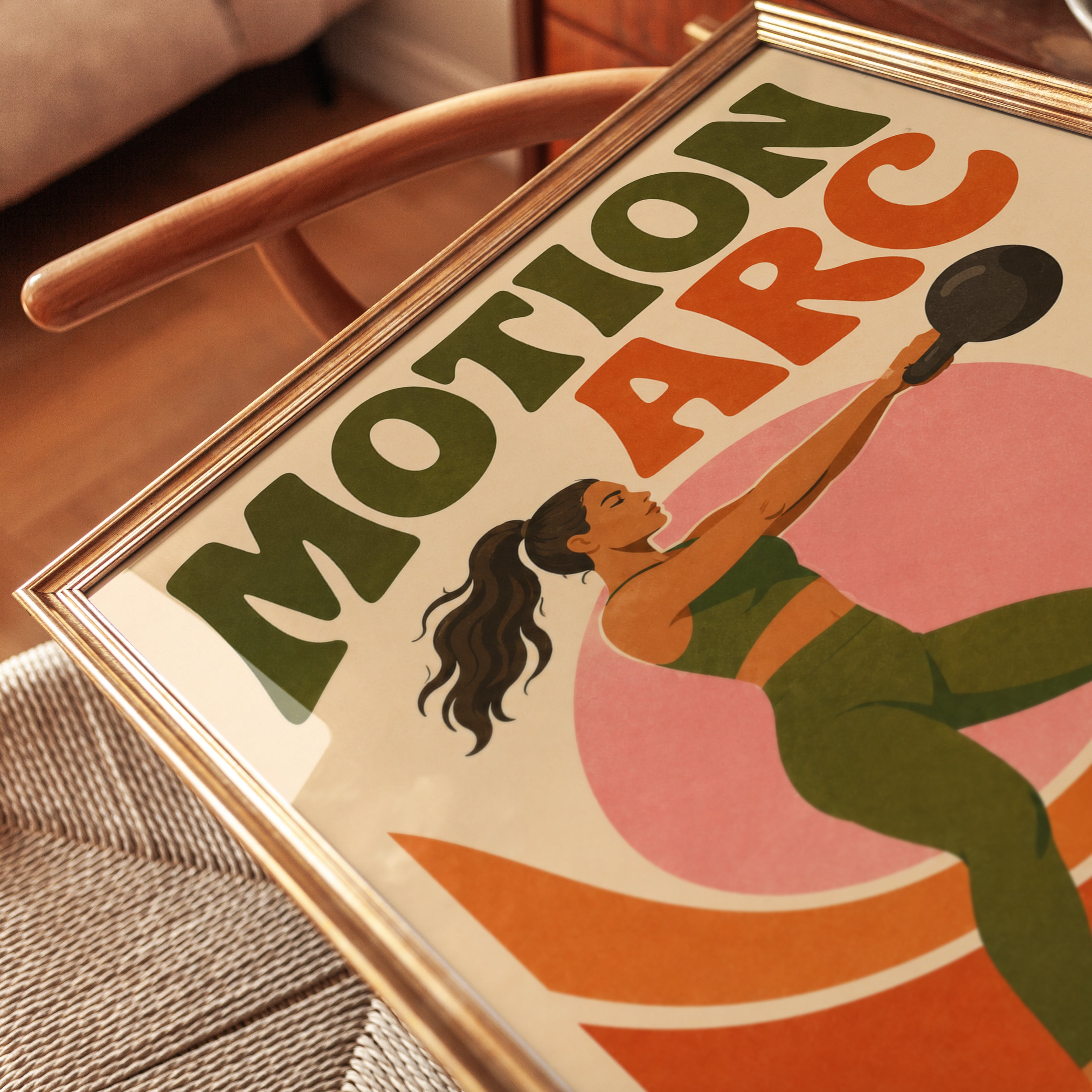 Retro Kettlebell Workout Print - detail