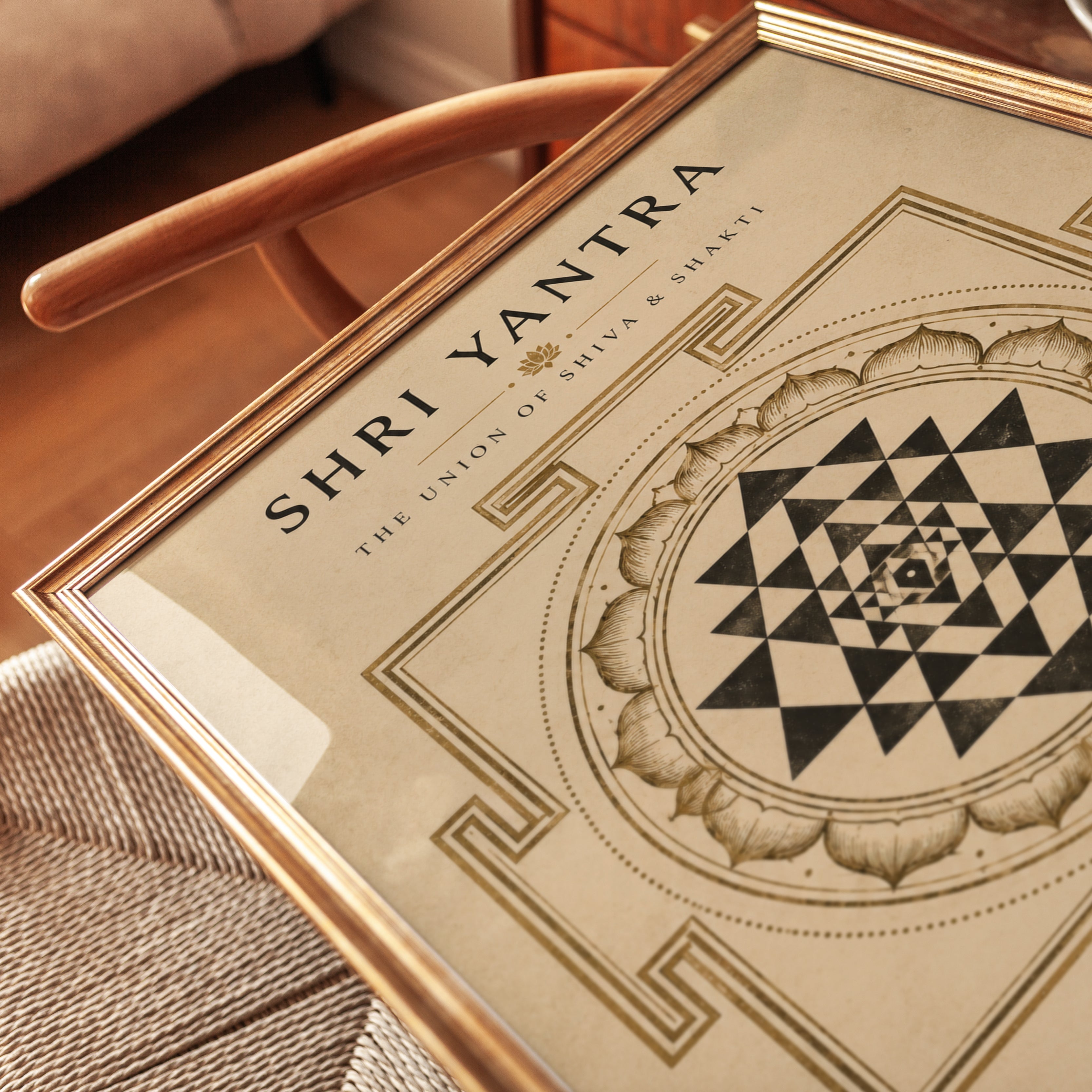 Shri Yantra Sacred Geometry Art Print: Hindu Mandala Design - detail