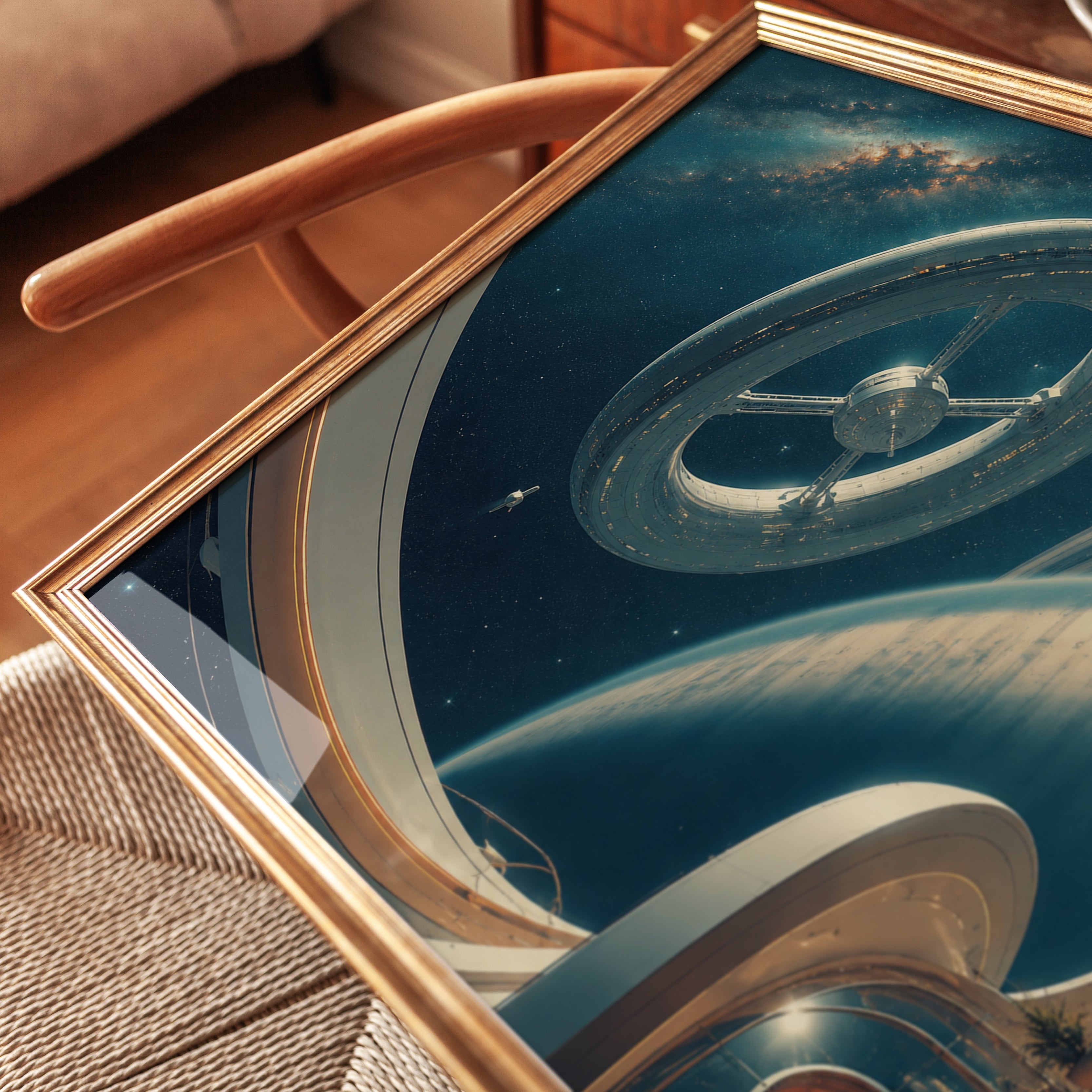 Space Station Wall Art – Retro Sci Fi Print - detail