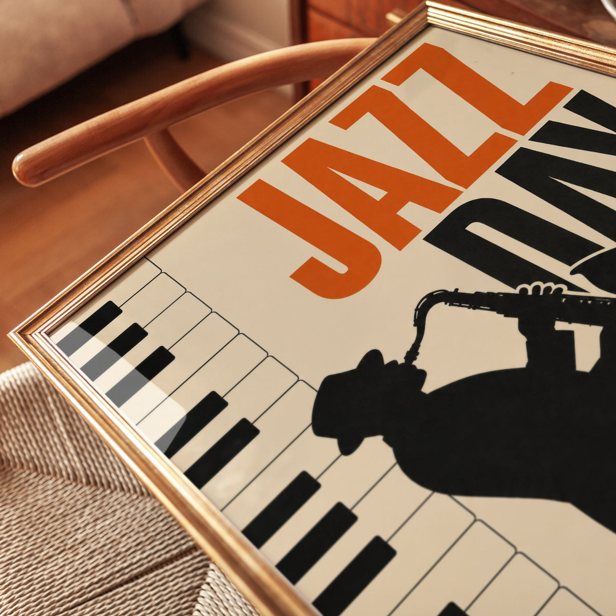 Vintage Jazz Poster – Saxophone Player - detail