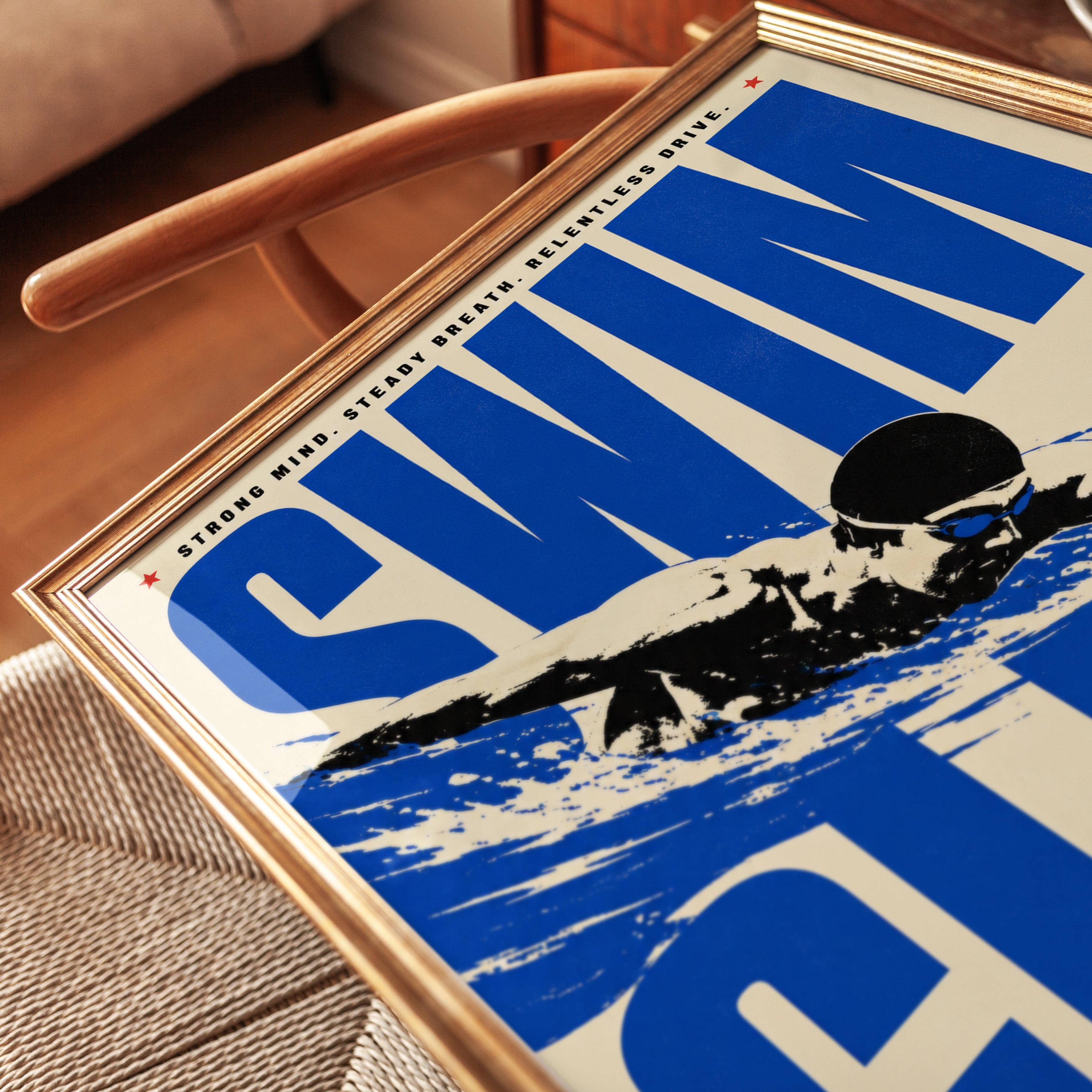Swim Club Poster: Vintage Sports Typography Art Print - detail