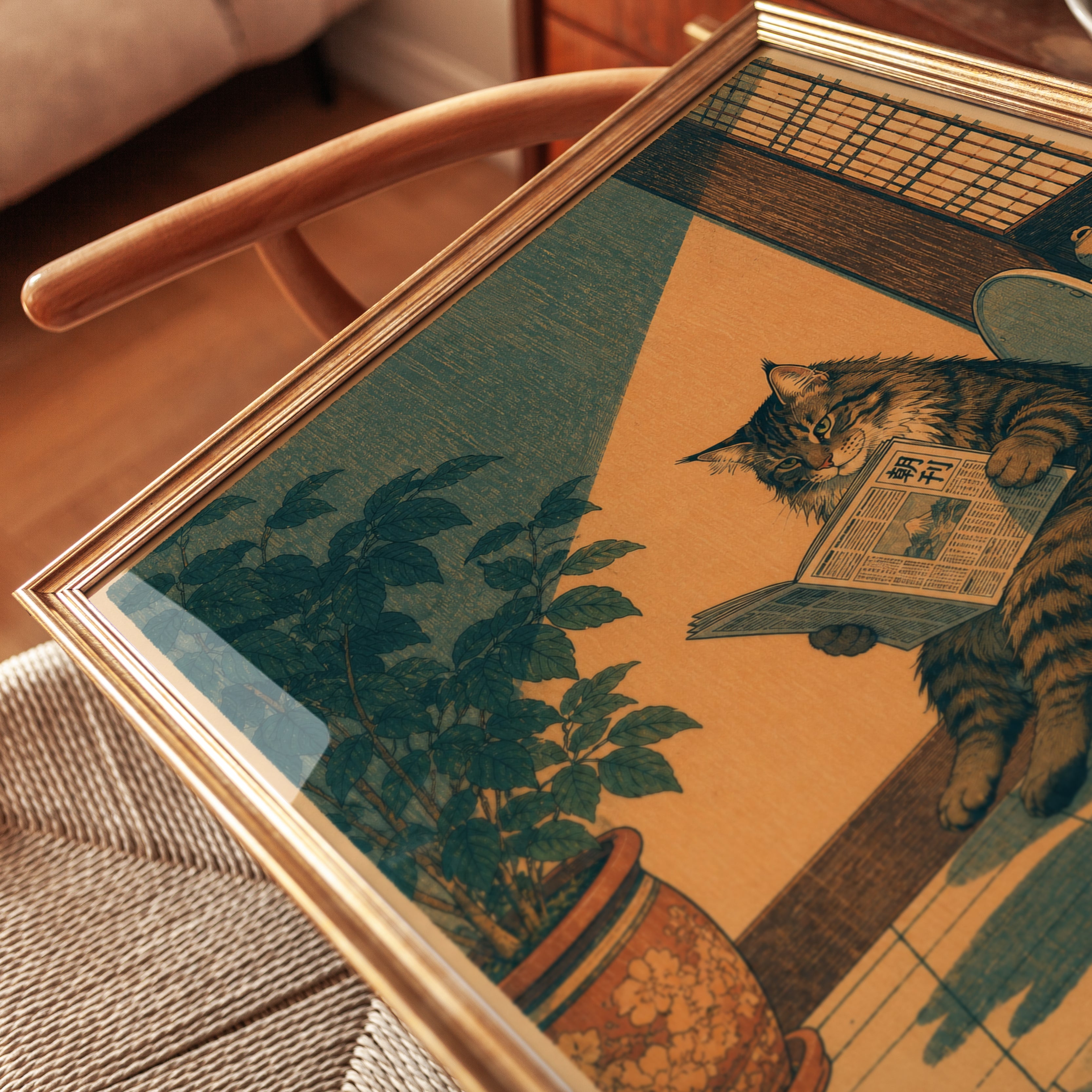 Japanese Cat Wall Art - detail