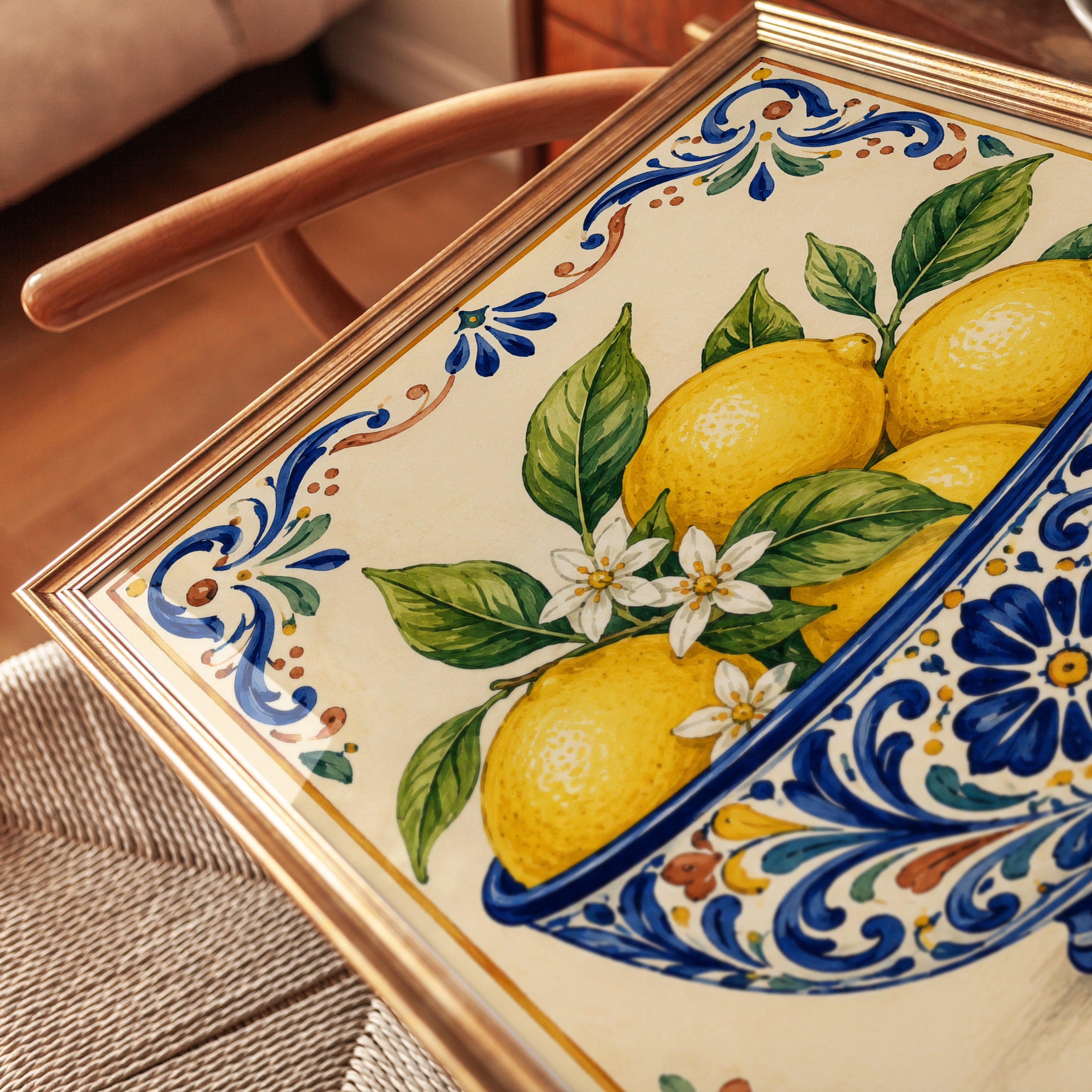 Lemon Kitchen Wall Art – Italian Tile Print - detail