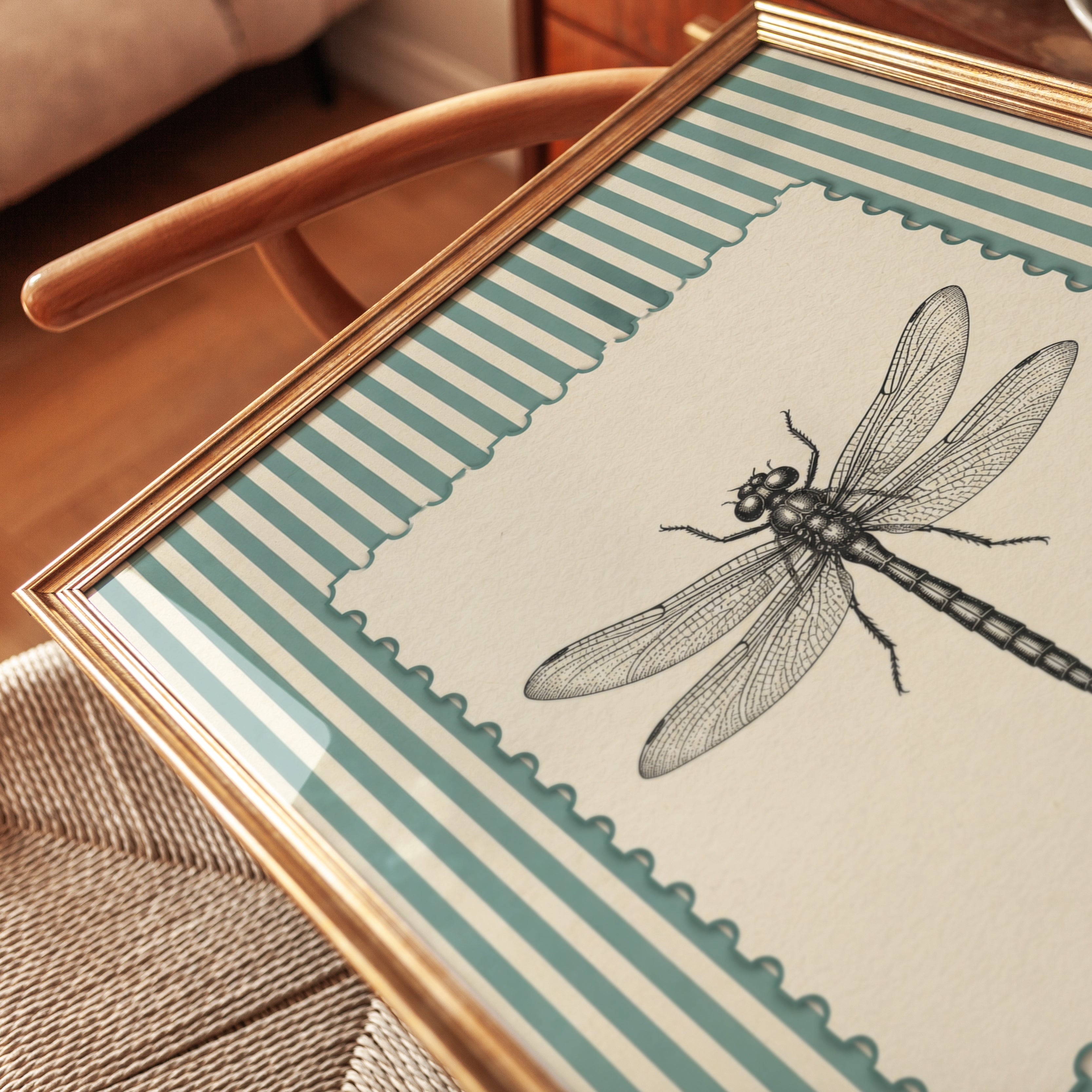 Vintage Dragonfly Print: Natural History Illustration Art - detail