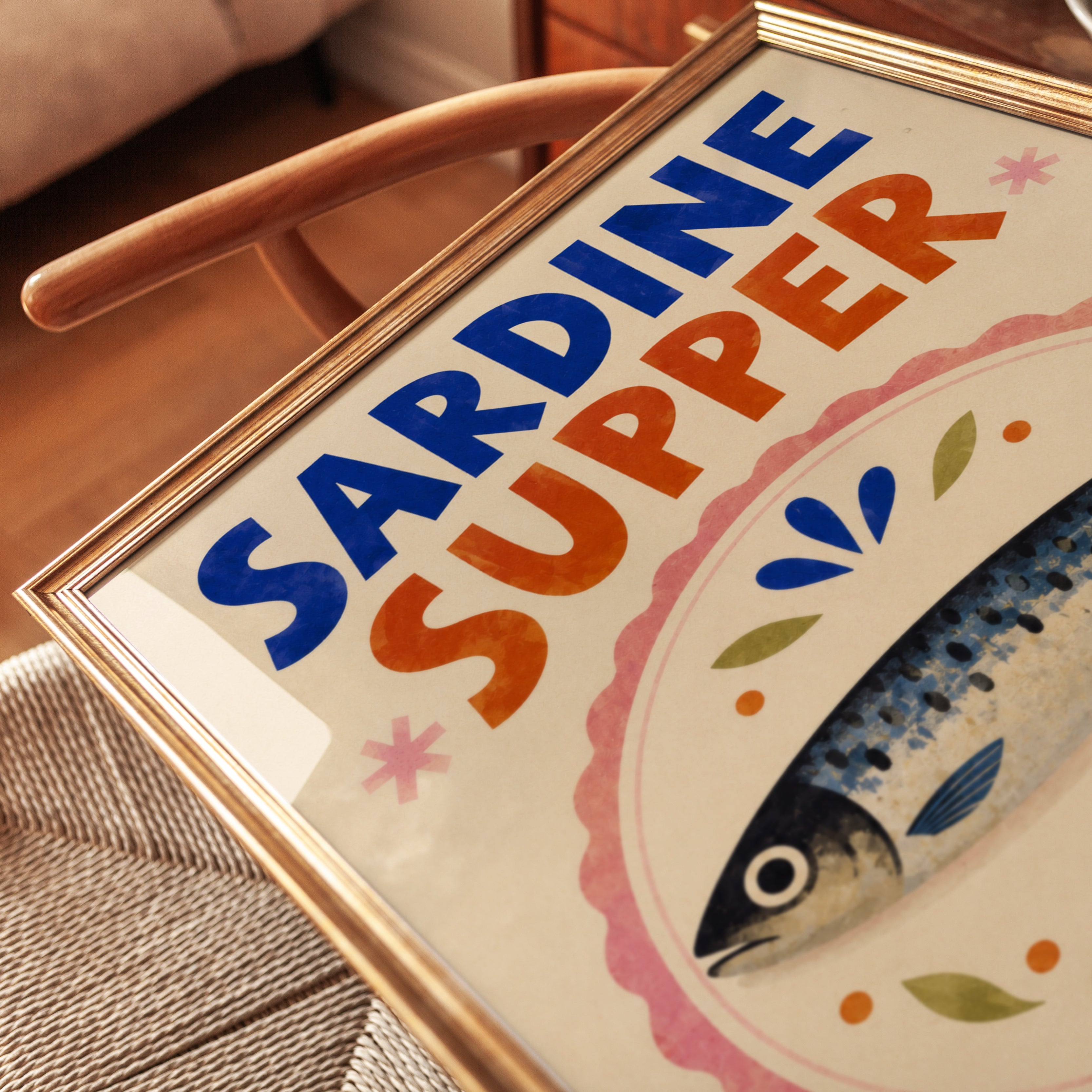 Kitchen Wall Art – Sardine Supper Print - detail